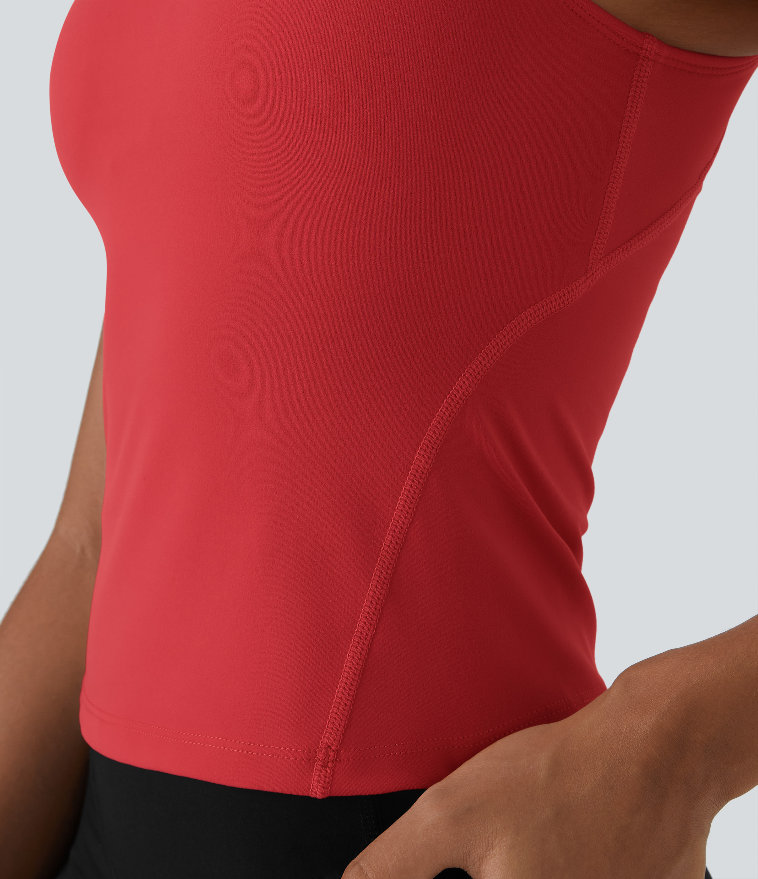 Halara Softlyzeroв„ў Plush Padded V Neck Plain Tank Top Tank Top - Poinsettia - L golf tops halter top tunic tops sleeveless tops backless top 
