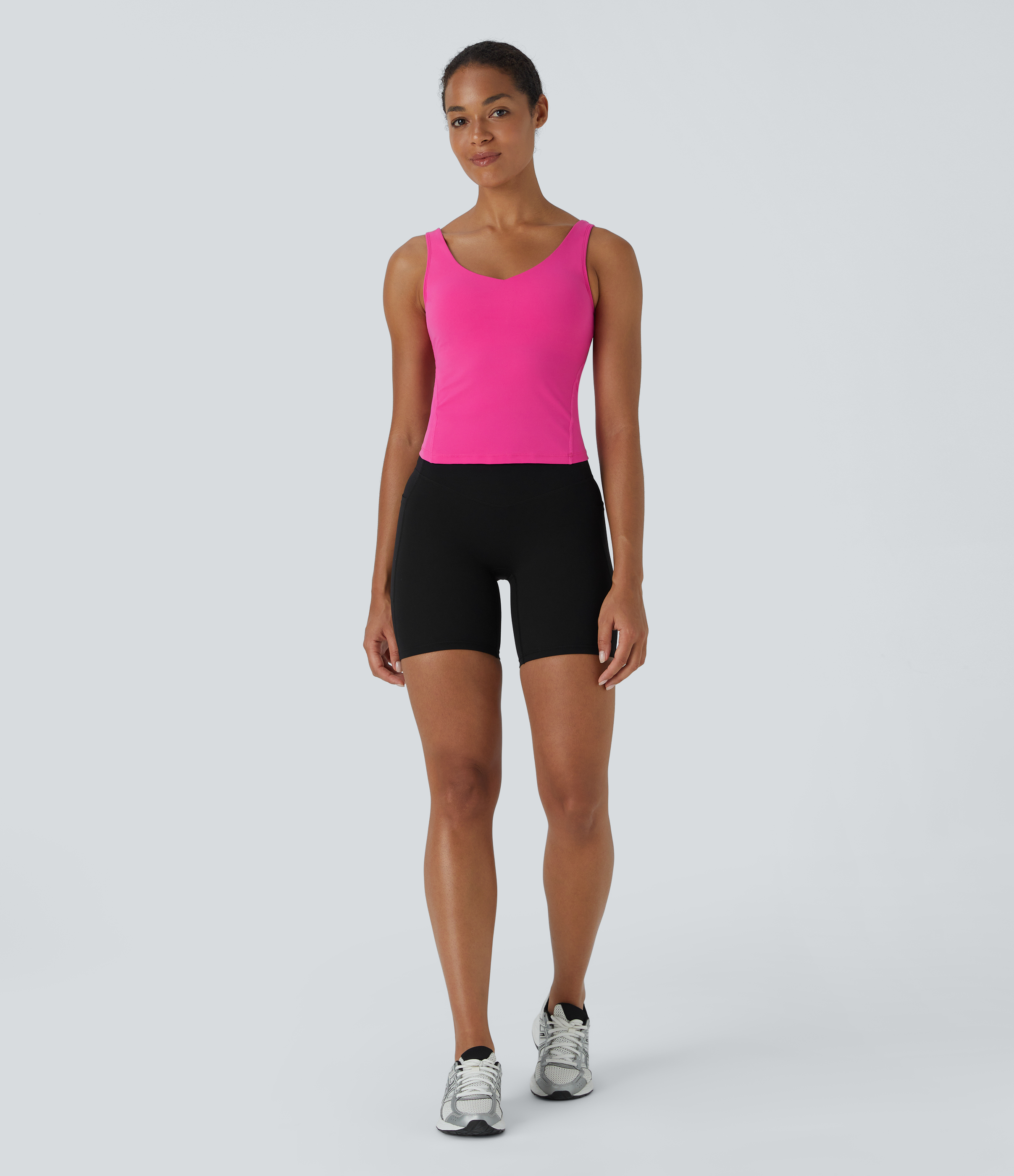 Halara Softlyzeroв„ў Plush Padded V Neck Plain Tank Top Tank Top - Fuchsia Purple - S golf tops halter top tunic tops sleeveless tops 