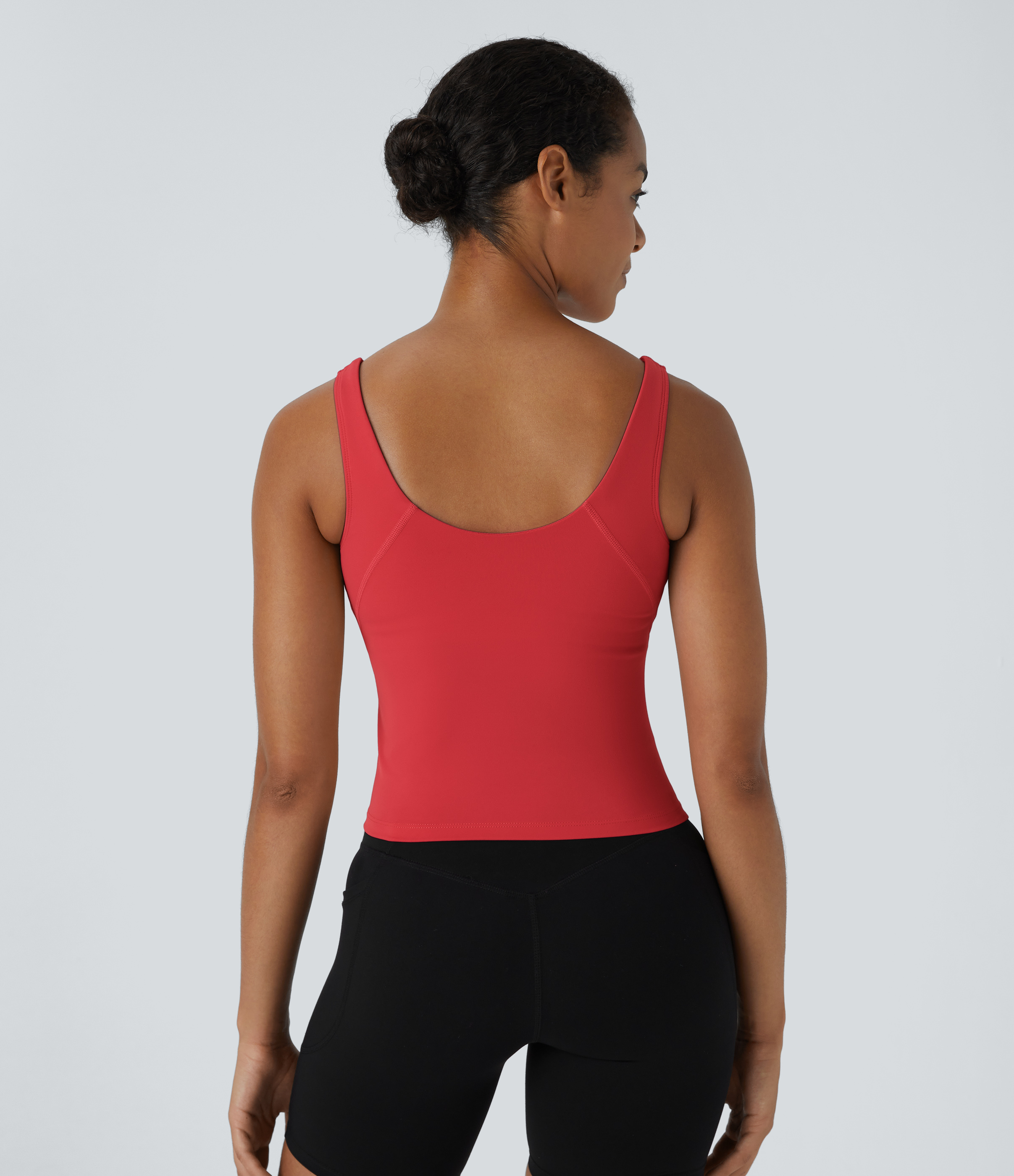 Halara Softlyzeroв„ў Plush Padded V Neck Plain Tank Top Tank Top - Poinsettia - L golf tops halter top tunic tops sleeveless tops backless top 