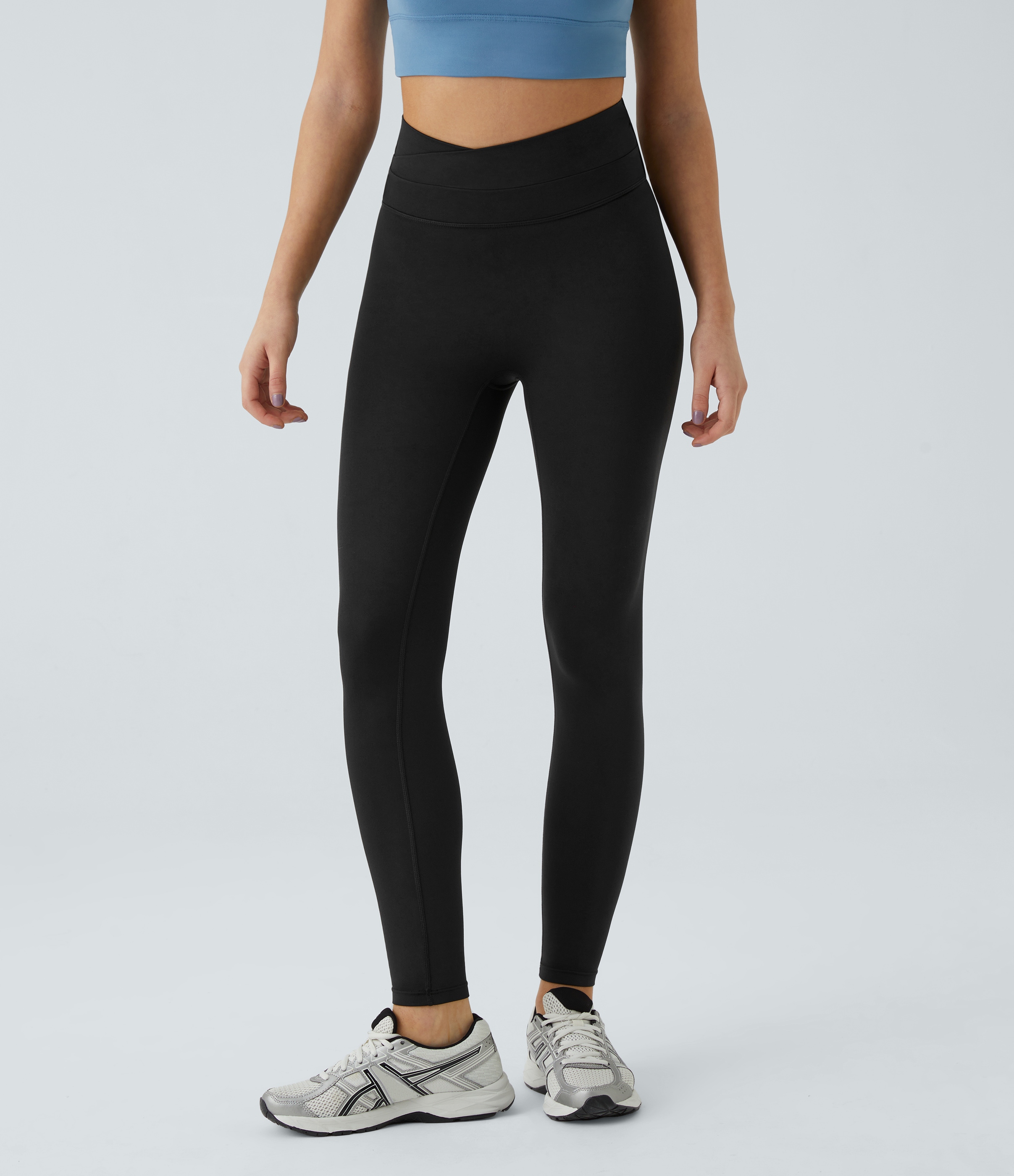 Halara Cloudfulв„ў Fabric Crossover Color Block 7/8 Leggings  - Black - L gym leggings leggings with pockets leggings with butt lift 