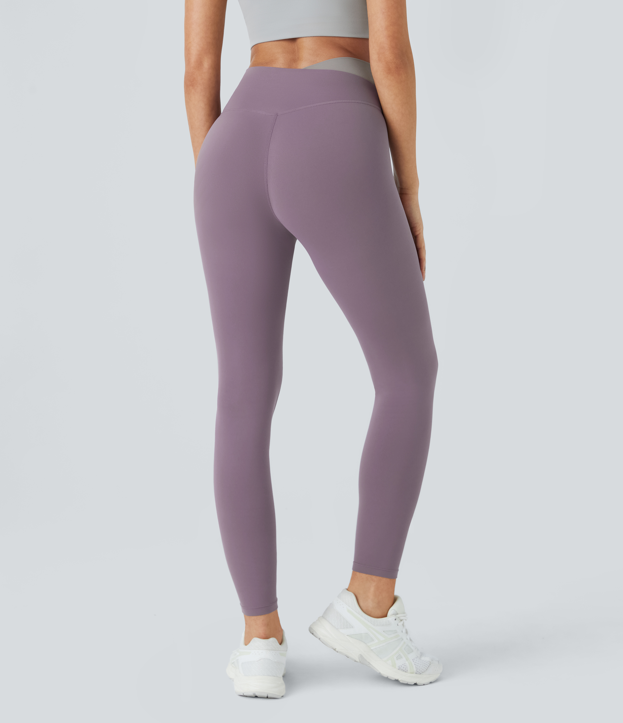 Halara Cloudfulв„ў Fabric Crossover Color Block Leggings  - Tulip Purple - XL(7/8) gym leggings leggings with pockets leggings with butt lift 