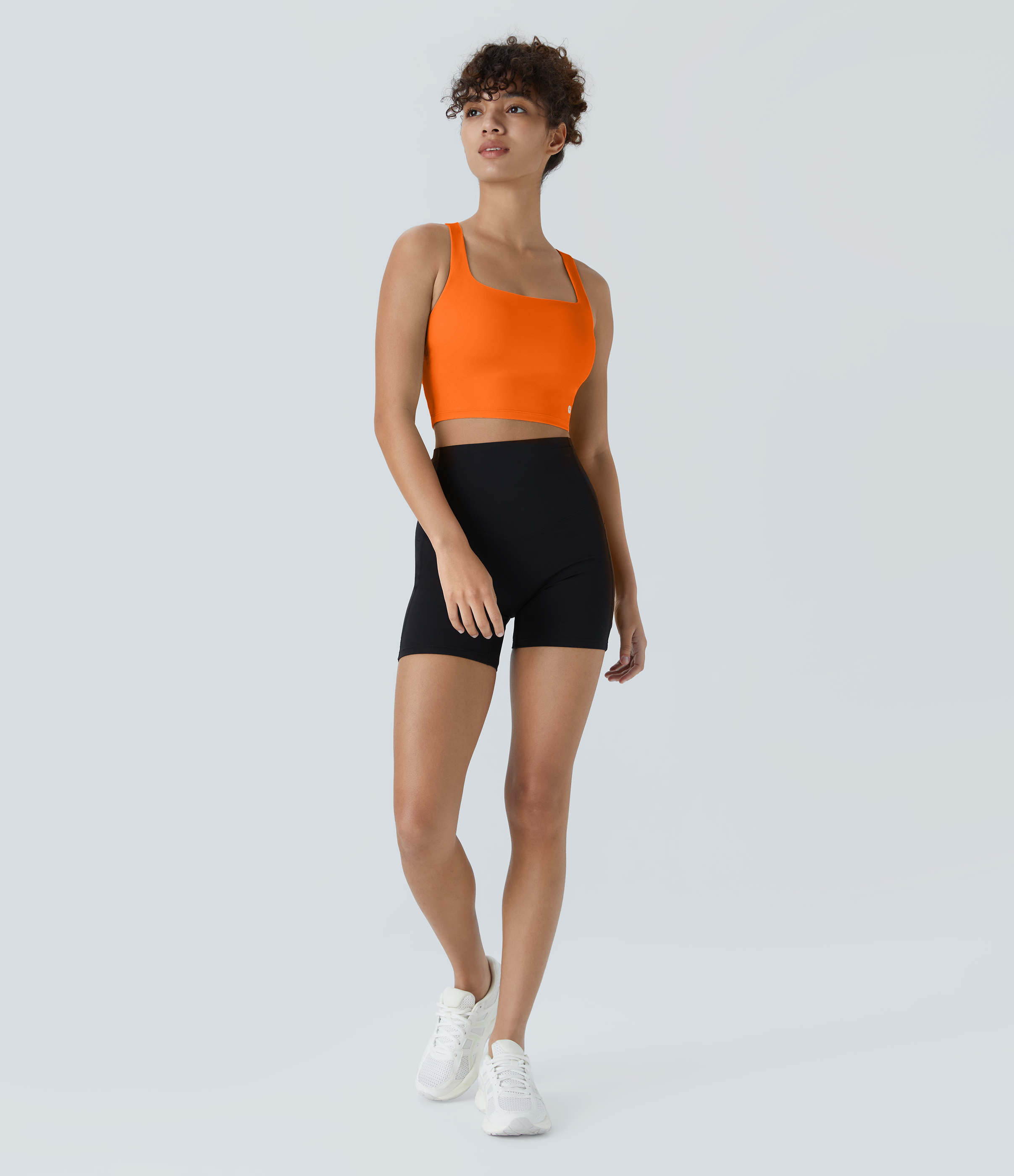 Halara Cloudfulв„ў Air Fabric Square Neck Backless Crisscross Cropped Cool Touch Yoga Tank Top Tank Top - Exotic Orange - M golf tops 