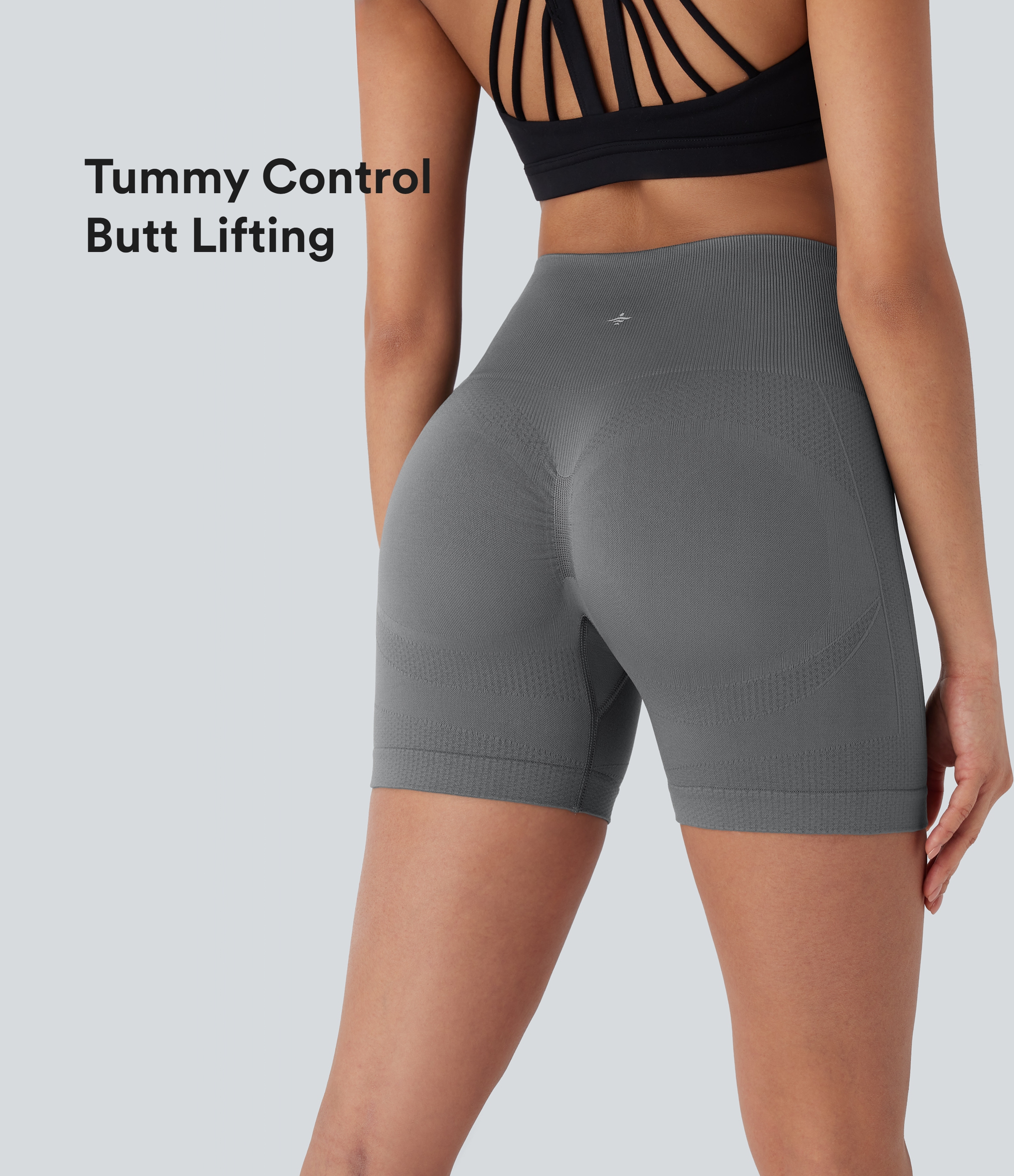 Eiffel Tower Pantalón corto yoga ciclista tiro alto control abdomen realce glúteo 12.5cm / 1