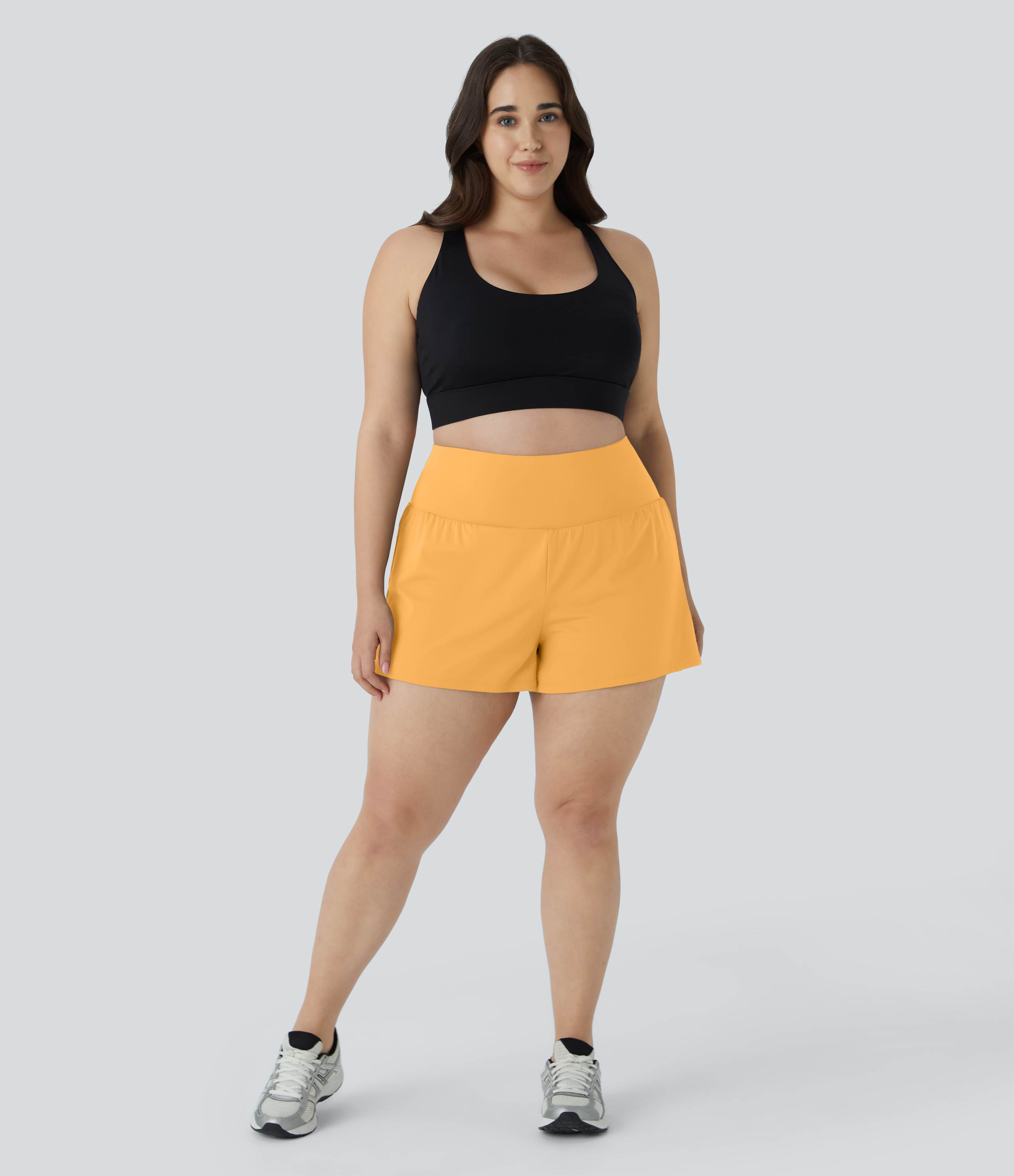 Halara Back Pocket Plus Side Hidden Pocket 2-in-1 Gym Plus Size Shorts 3.5``  - Warm Apricot - 4X 