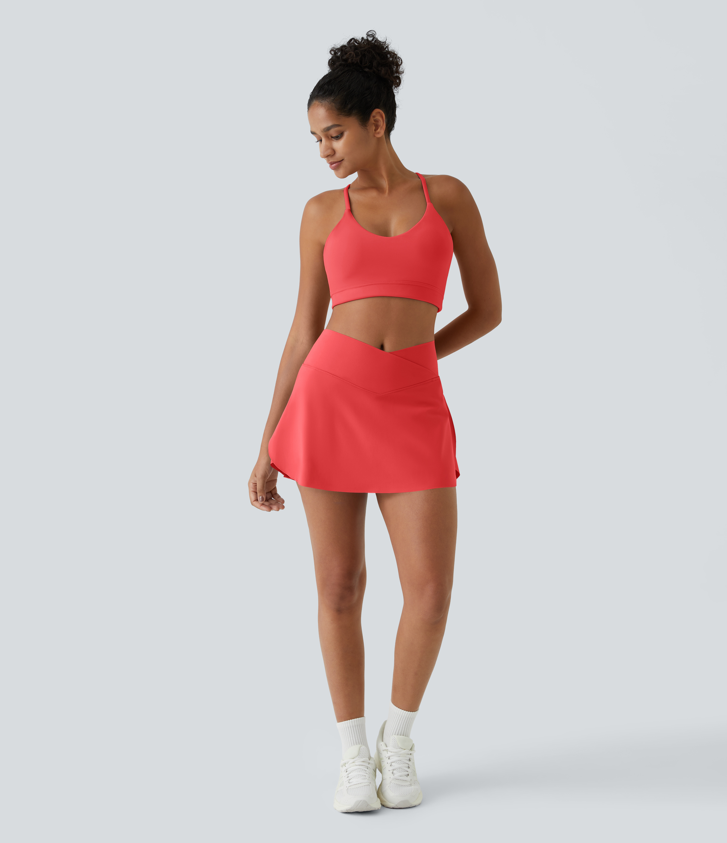 Halara Everyday Cloudfulв„ў Air Fabric Crossover 2-in-1 Side Pocket Cool Touch Tennis Skirt-Lucid  - Poinsettia - M midi skirt a line skirt 