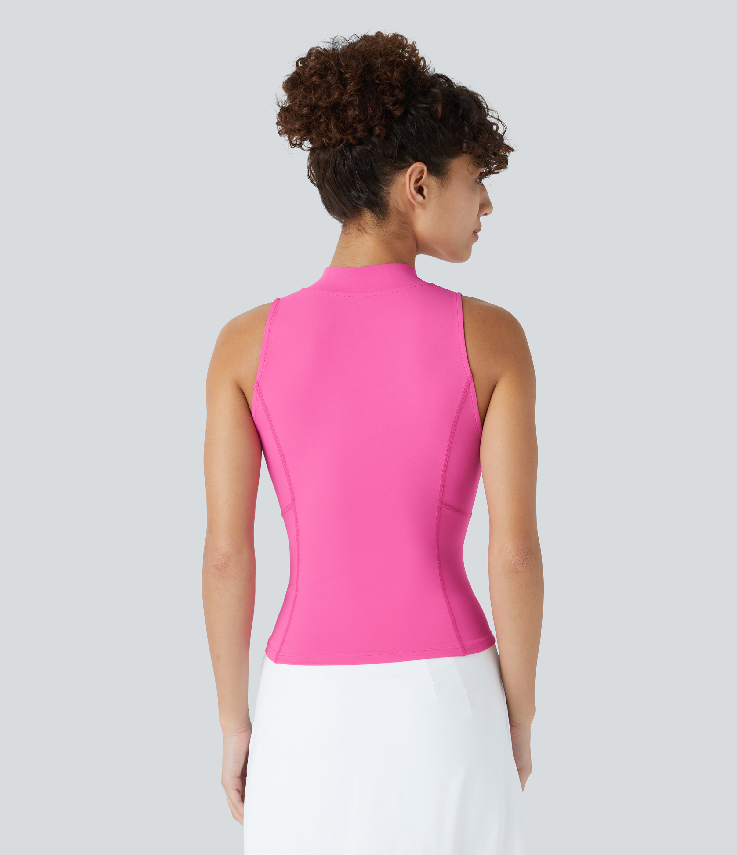 Halara Baseball Collar Half Zipper Slim Quick Dry Golf Tank Top Tank Top - Gorgeous Powder Pink - XL golf tops halter top tunic tops 