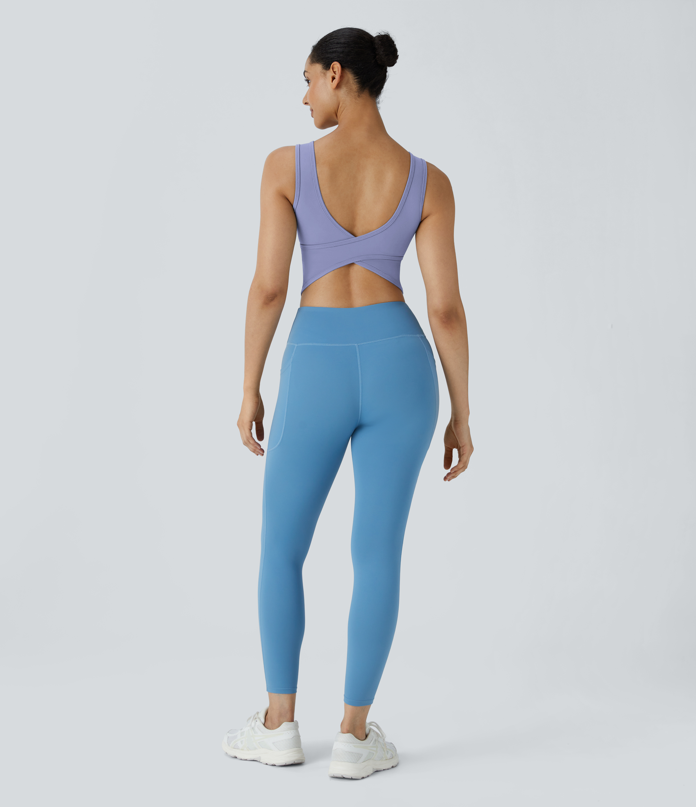 Halara U Neck Backless Crossover Barre Ballet Dance Tank Top Tank Top - Baby Lavender - XL golf tops halter top tunic tops sleeveless tops 