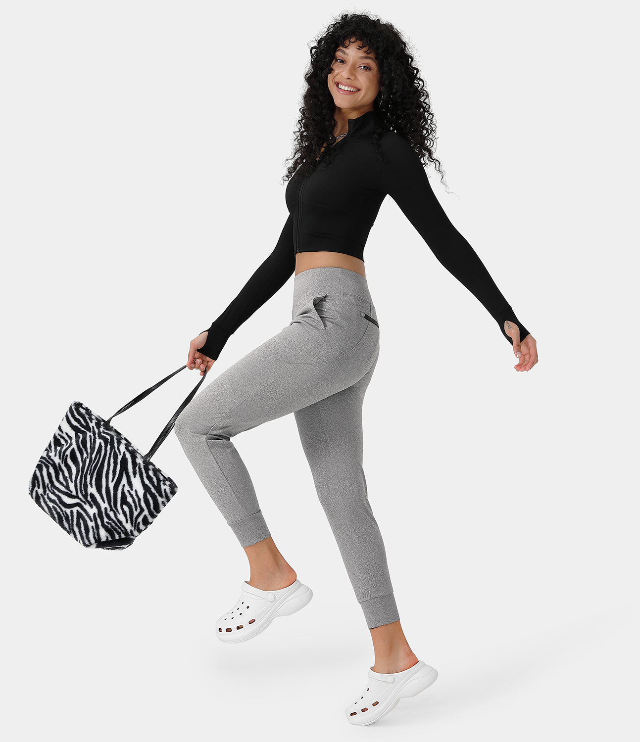Halara High Waisted Side Pocket Plus Back Zipper Pocket Commute Joggers  - Porcelain White - XS 
