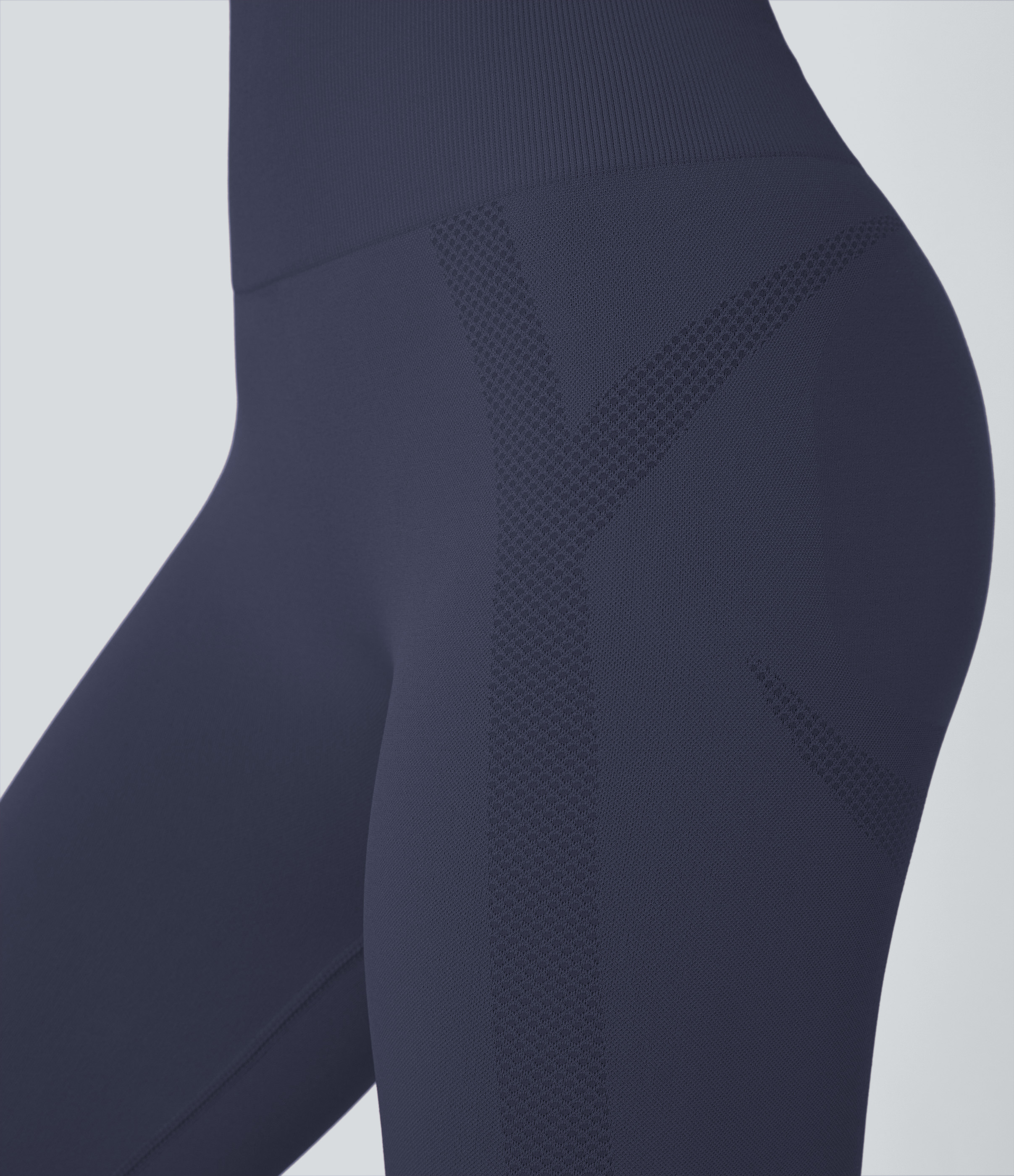 Halara Seamless Flow High Waisted Ruched 7/8 Yoga Leggings  - Peacoat - XS(7/8) gym leggings leggings with pockets leggings with butt lift 