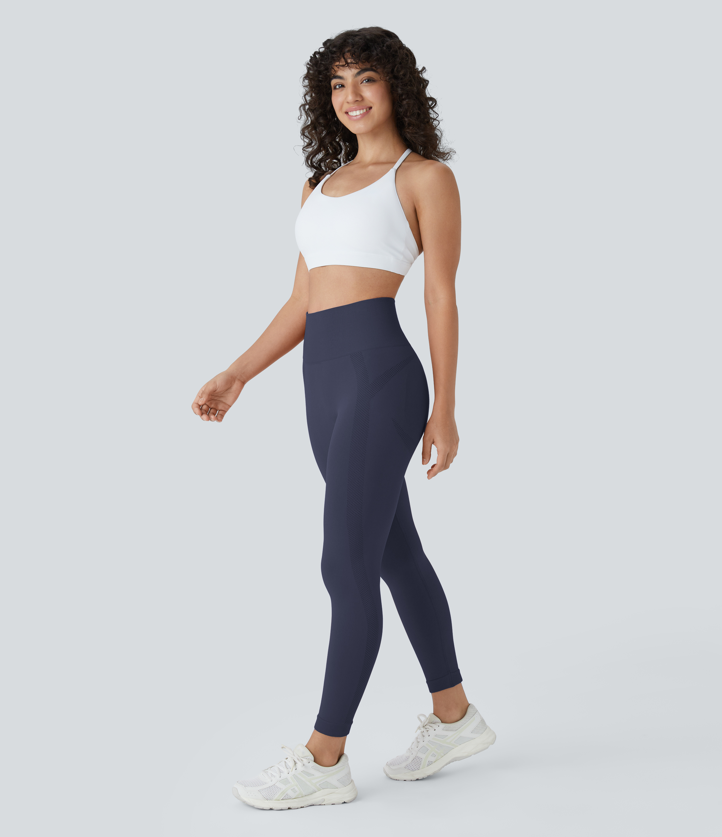 Halara Seamless Flow High Waisted Ruched 7/8 Yoga Leggings  - Peacoat - XS(7/8) gym leggings leggings with pockets leggings with butt lift 