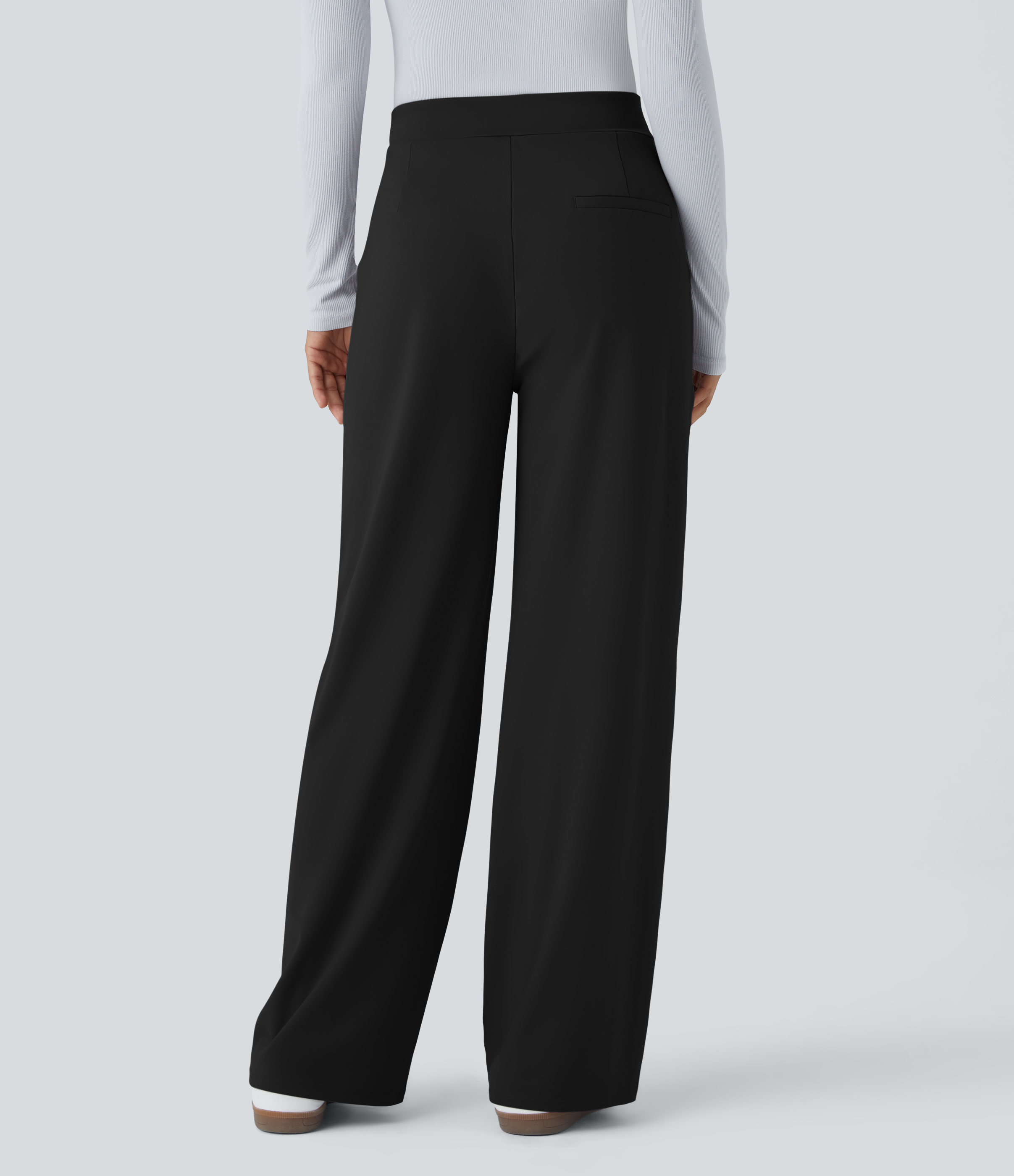 Halara HaloTek Airв„ў Mid High Waisted Side Pocket Work Pants  - Black - S(regular) sweatpants jogger pants stacked sweatpants cargo joggers 