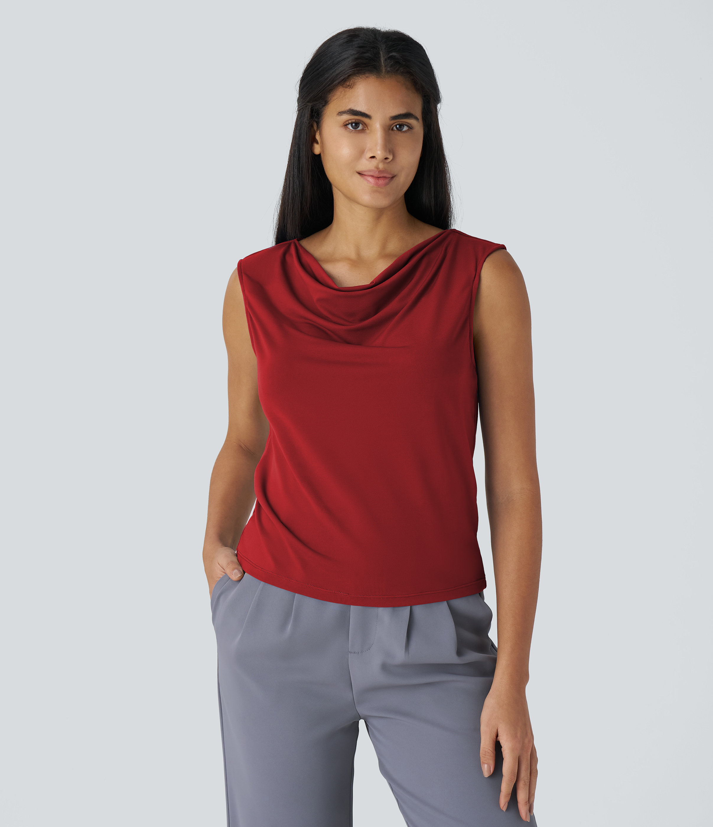 Halara Cowl Neck Sleeveless Work Blouse  - Emboldened - XL 