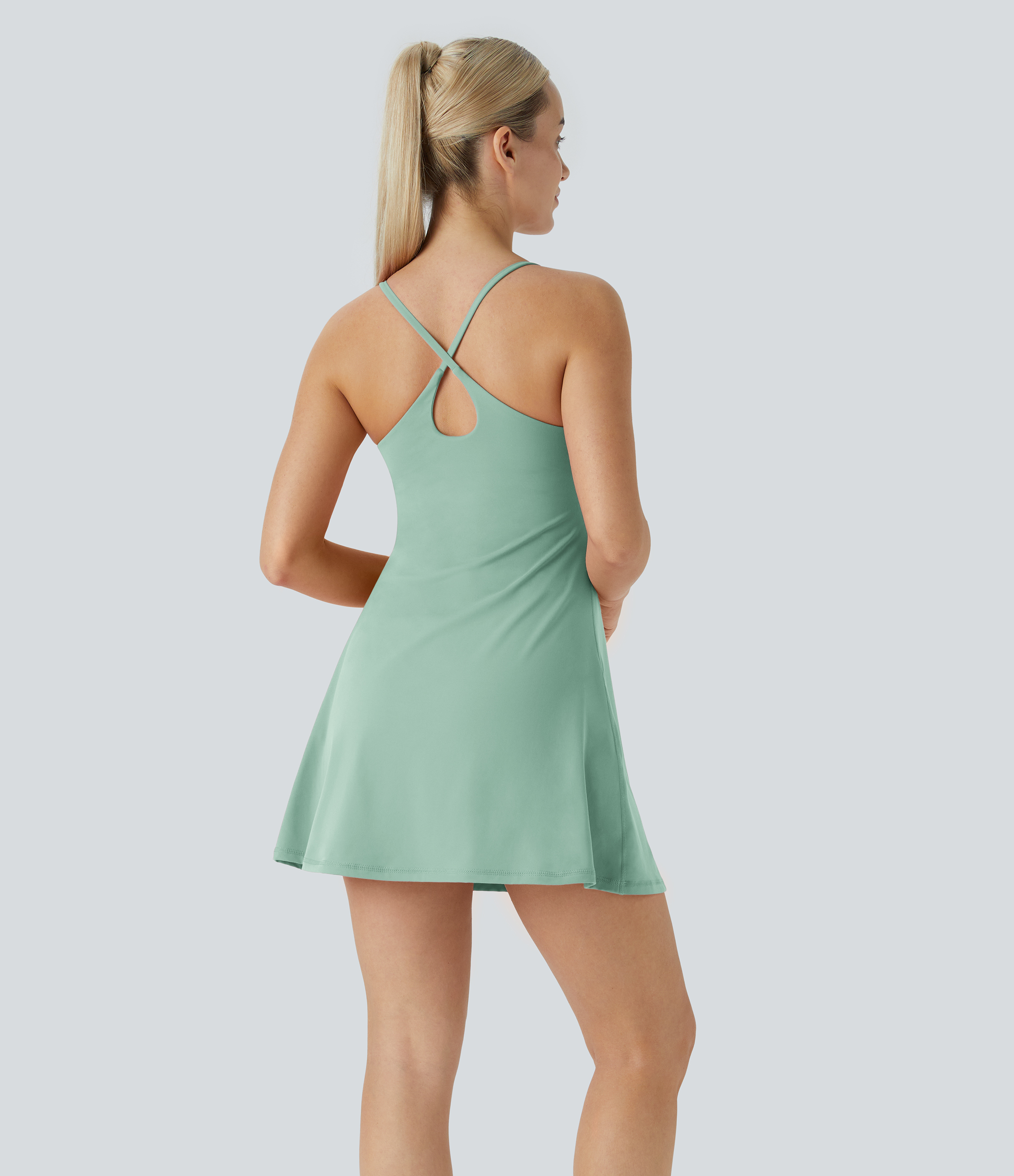 Halara Softlyzeroв„ў Plush Backless Active Dress Workout Dress - Subtle Green - L 