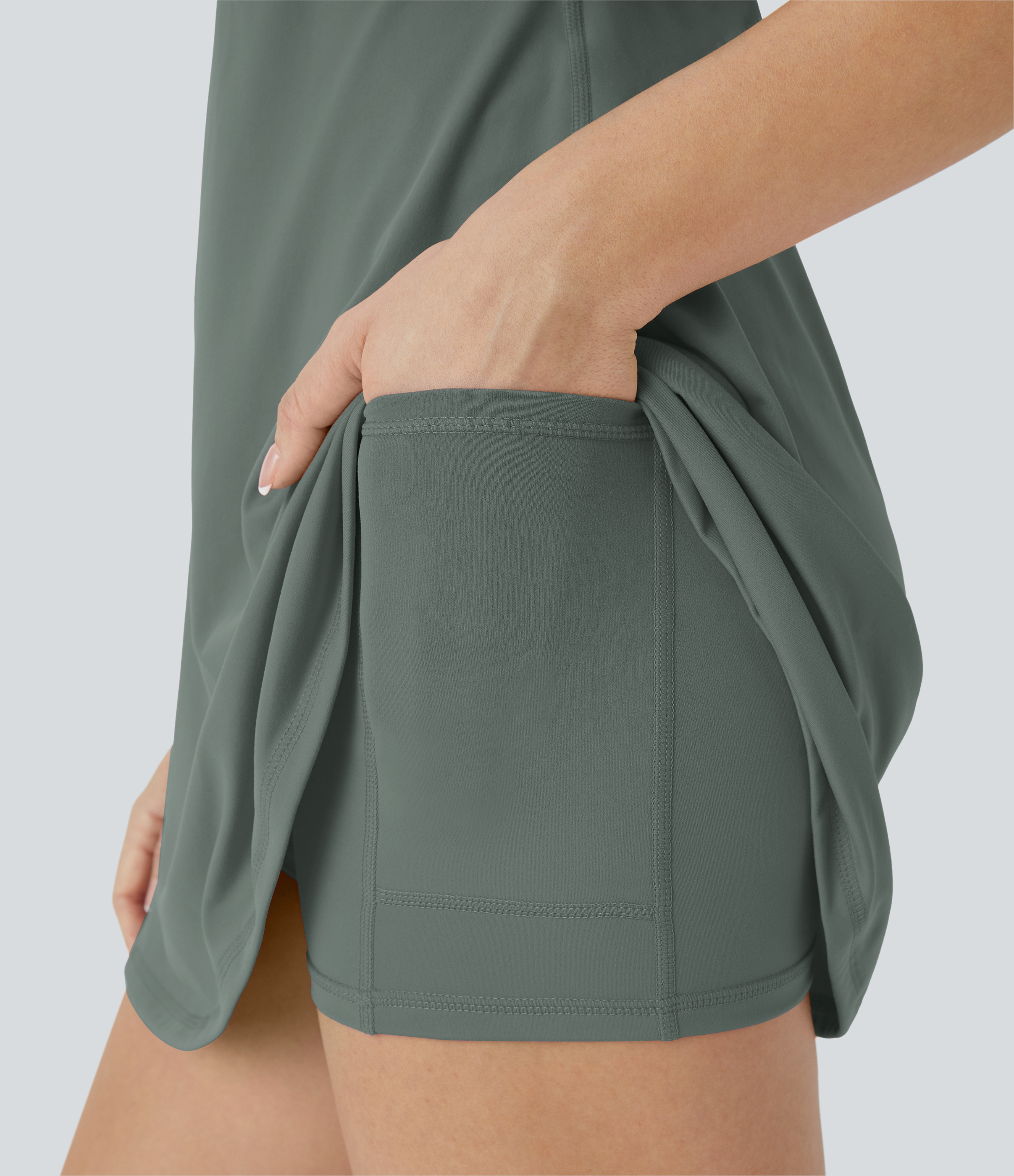 Halara Softlyzeroв„ў Plush Backless Active Dress Workout Dress - Smoke Grey Green - XS 