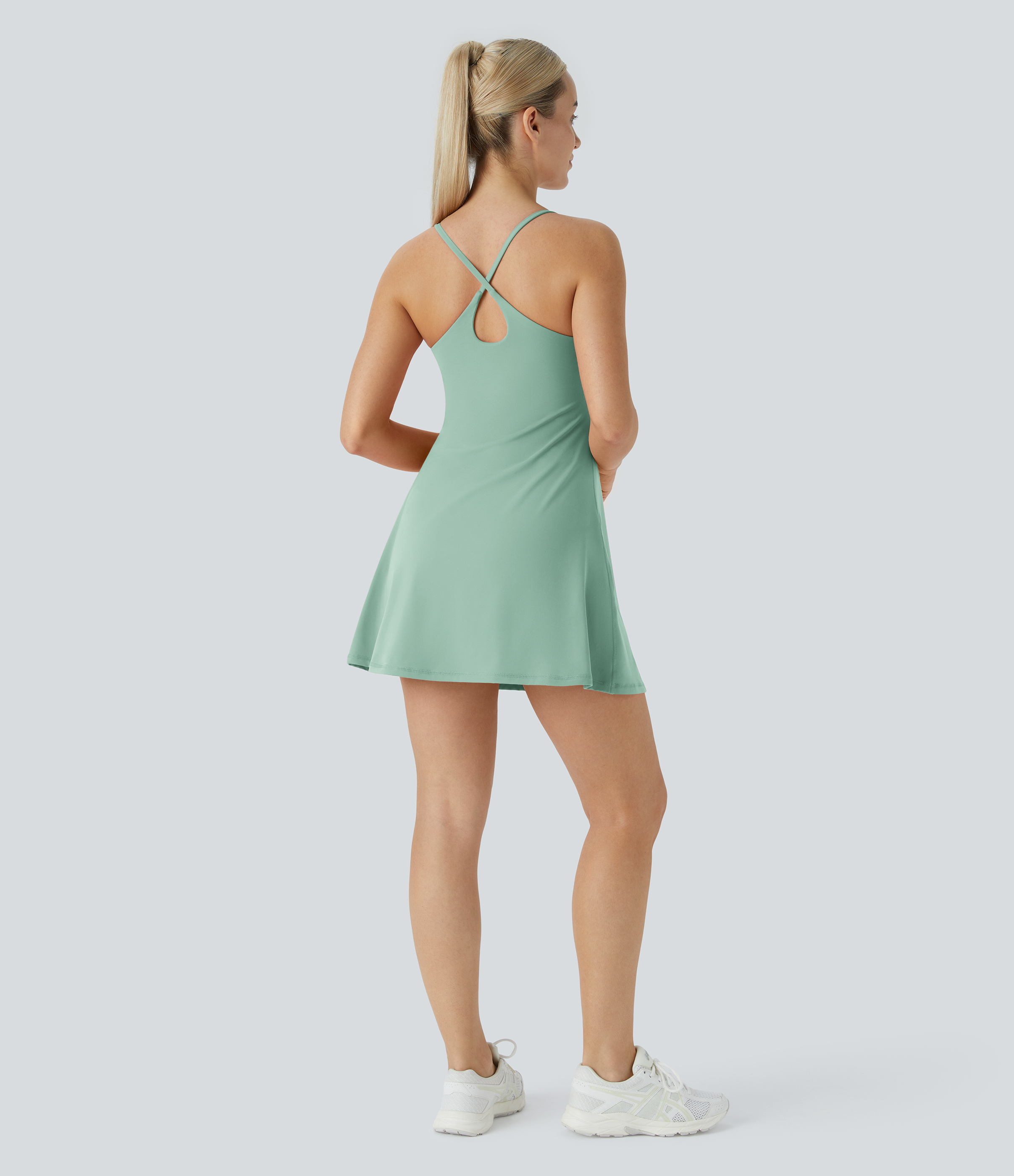 Halara Softlyzeroв„ў Plush Backless Active Dress Workout Dress - Subtle Green - L 
