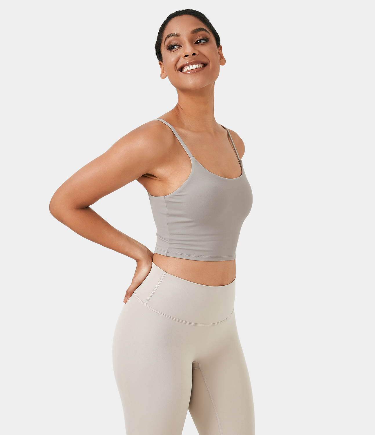 

Halara Basic Padded Workout Cropped Tank Top Tank Top - Dove -  golf tops halter top tunic tops sleeveless tops backless top