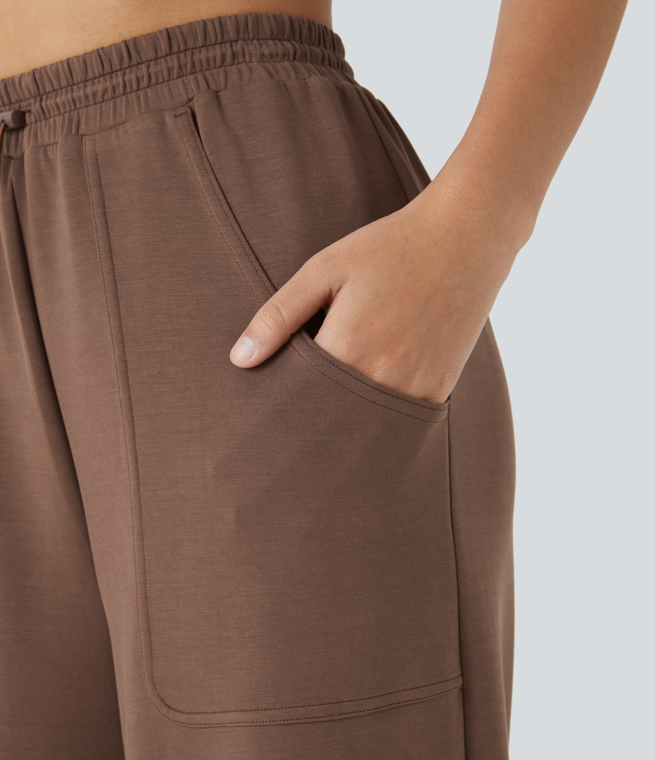 Halara High Waisted Adjustable Drawcord Side Pocket Barrel Leg Pilates Joggers  - Mustang - XL(regular) 