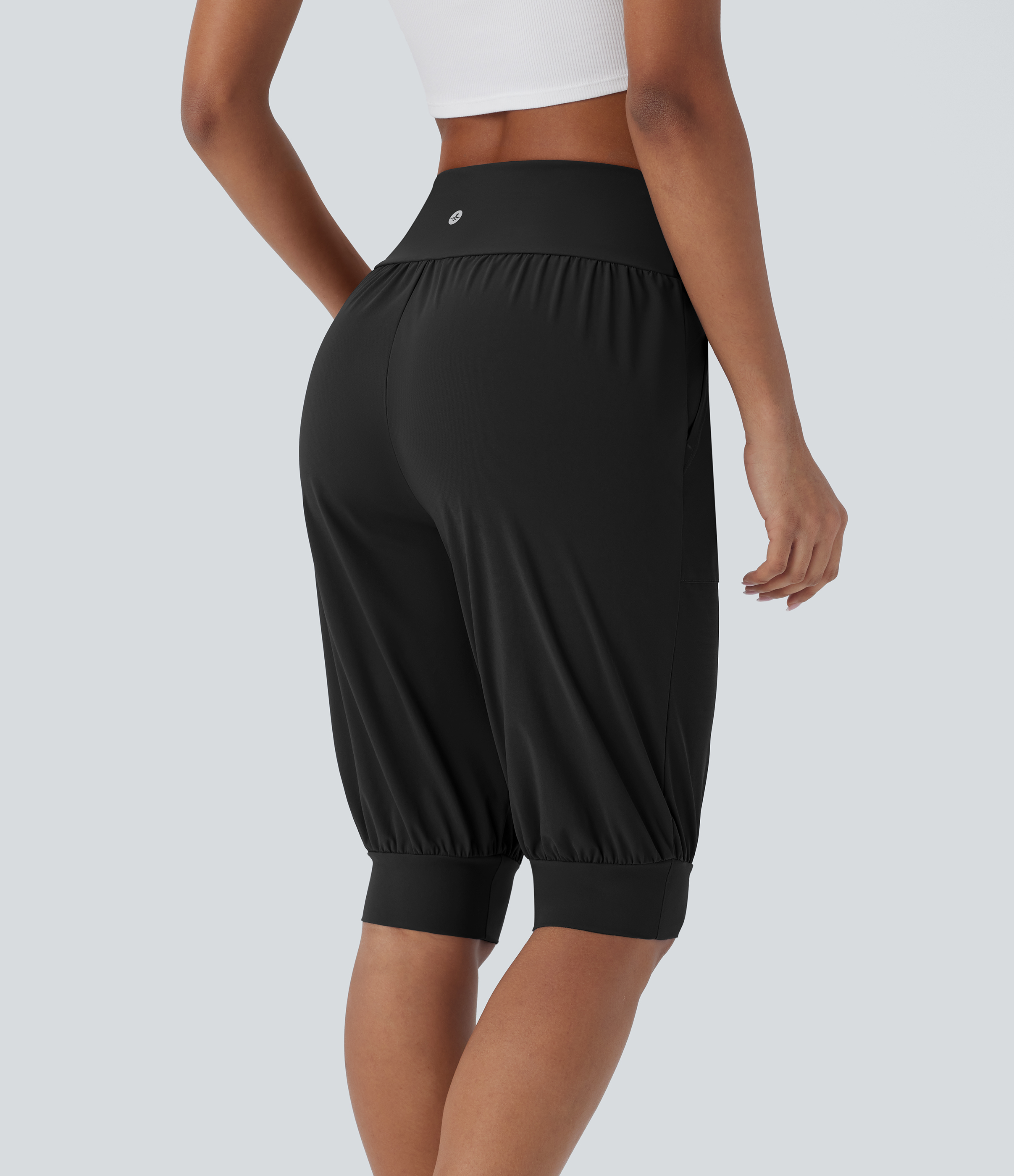 Halara High Waisted Side Pocket Casual Shorts  - Black - L 