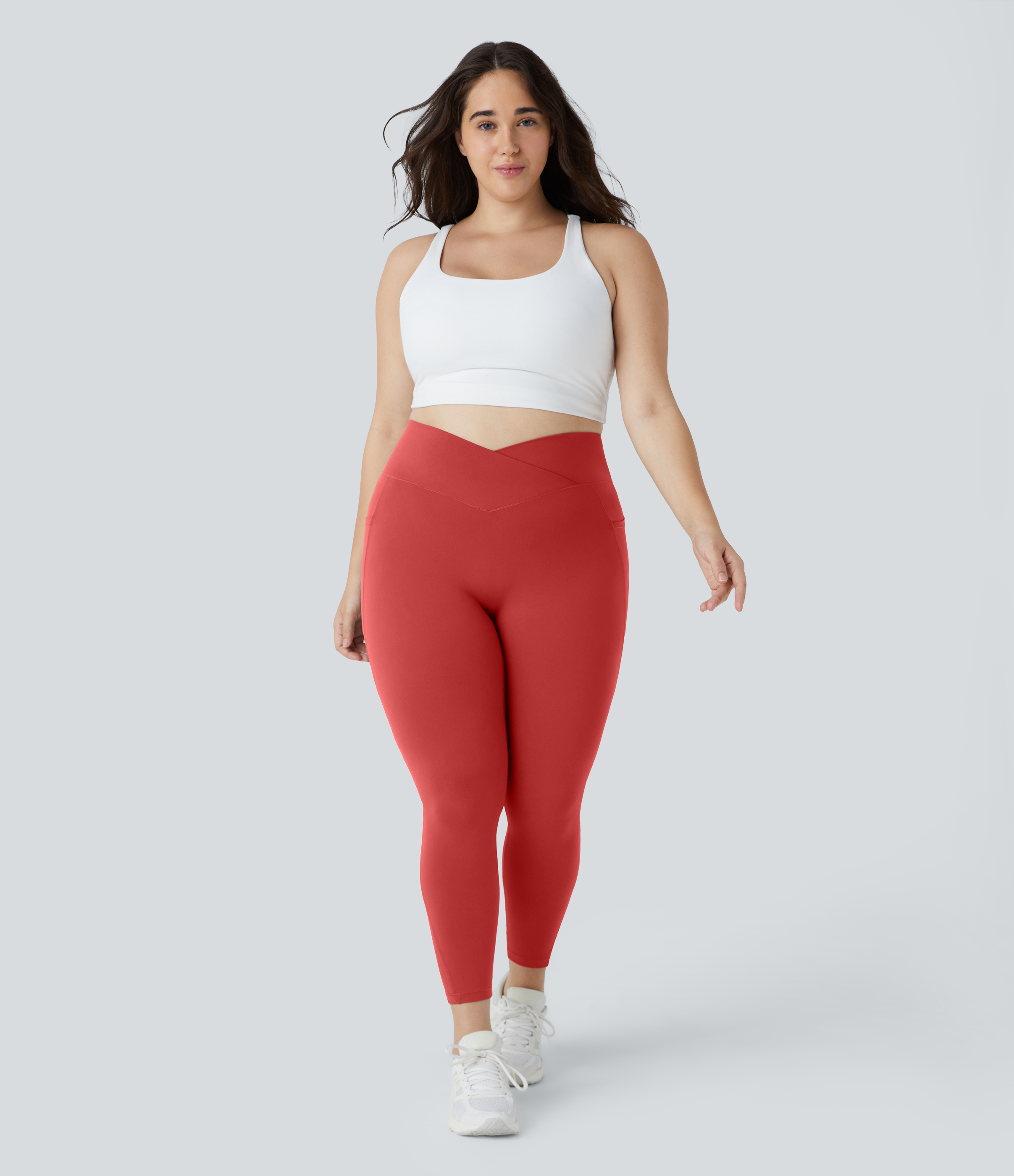 Halara Cloudfulв„ў Fabric 3.0 High Waisted Crossover Side Pocket Plain Plus Size Full Length Leggings  - Valiant Poppy - 3X 