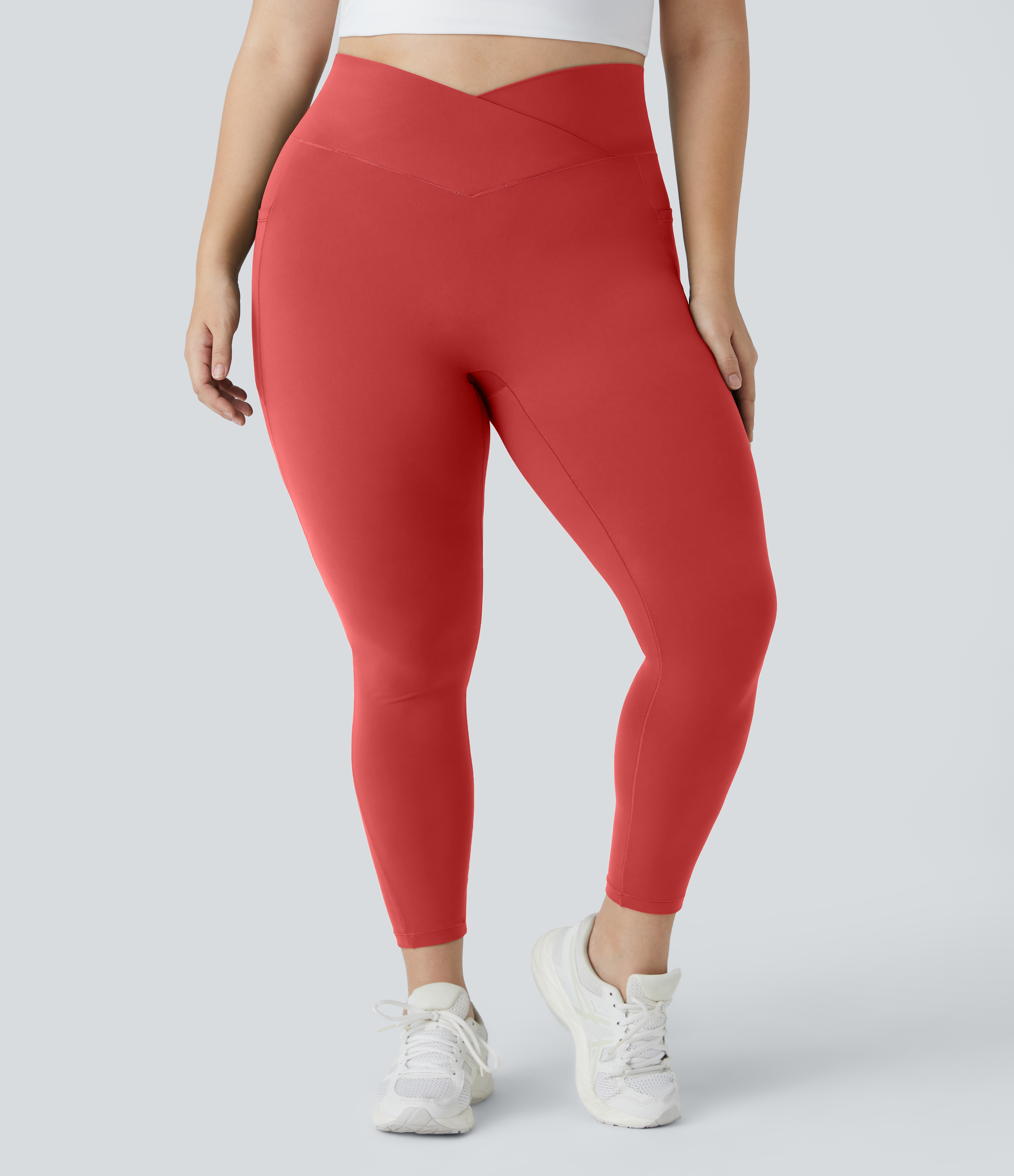 Halara Cloudfulв„ў Fabric 3.0 High Waisted Crossover Side Pocket Plain Plus Size Full Length Leggings  - Valiant Poppy - 3X 