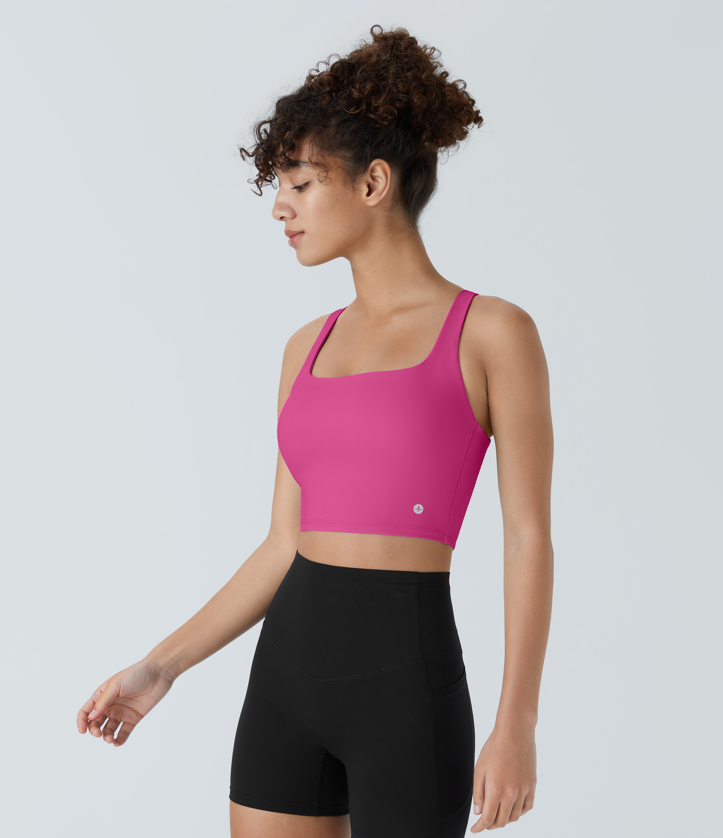 Halara Cloudfulв„ў Air Fabric Square Neck Backless Crisscross Cropped Cool Touch Yoga Tank Top Tank Top - Fuchsia Fedora - XL golf tops 