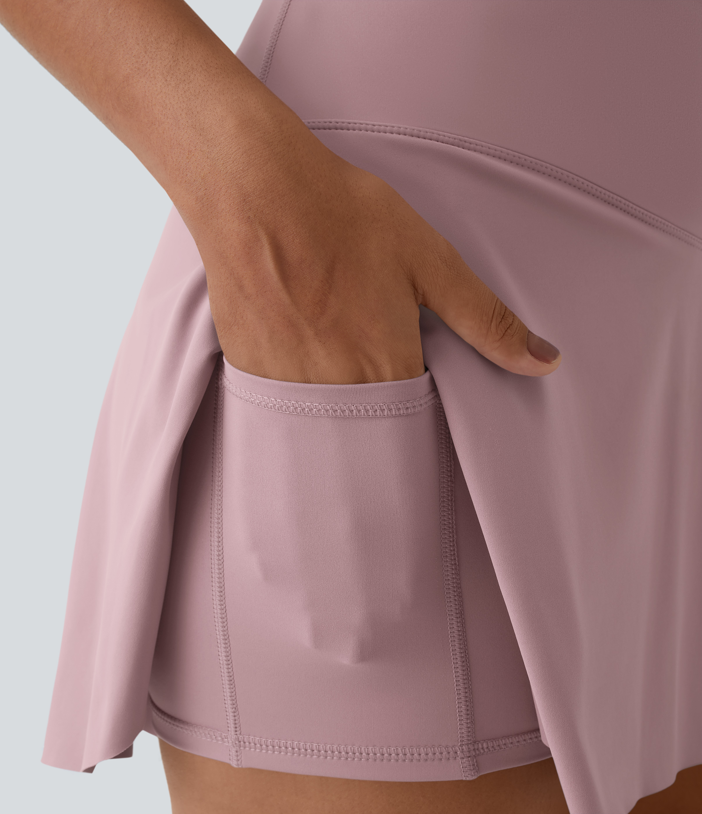 Halara Everyday Cloudfulв„ў Air Crossover 2-in-1 Side Pocket Tennis Skirt-Lucid  - Woodrose - XS midi skirt a line skirt golfing skirt 