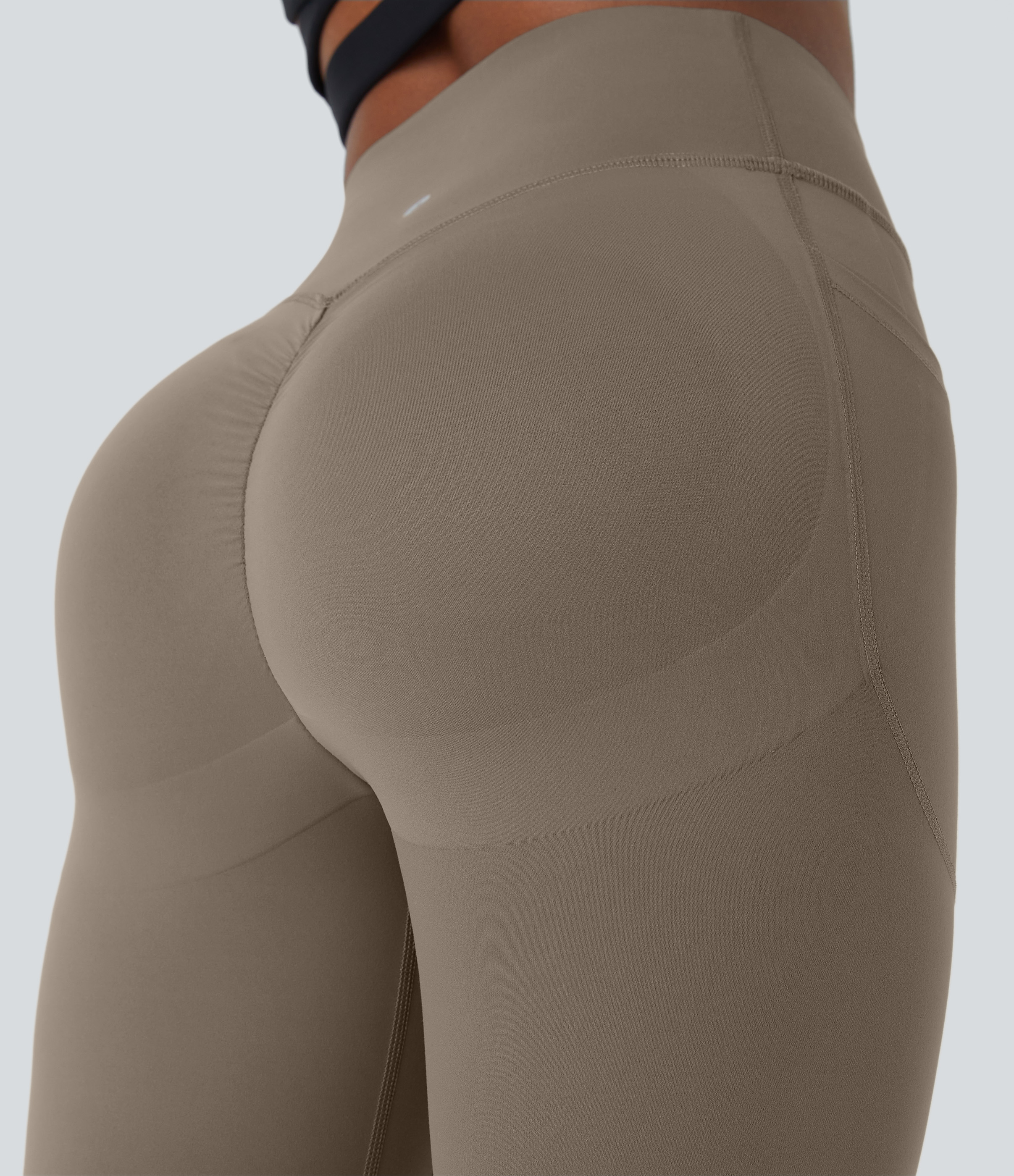 Halara SoCinched High Waisted Butt Lifting Tummy Control Side Pocket Shaping Training UltraSculpt Leggings  - Dawn Brown - S(full_length) 