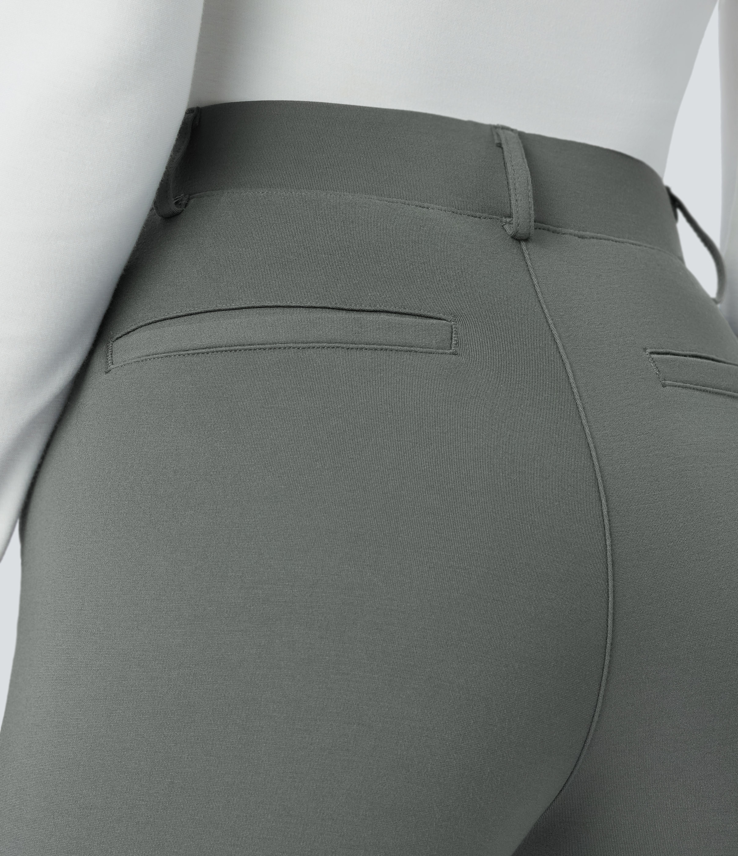 Halara High Waisted Back Pocket Solid Work Tapered Pants  - Sedona Sage - L(regular) sweatpants jogger pants stacked sweatpants cargo joggers 