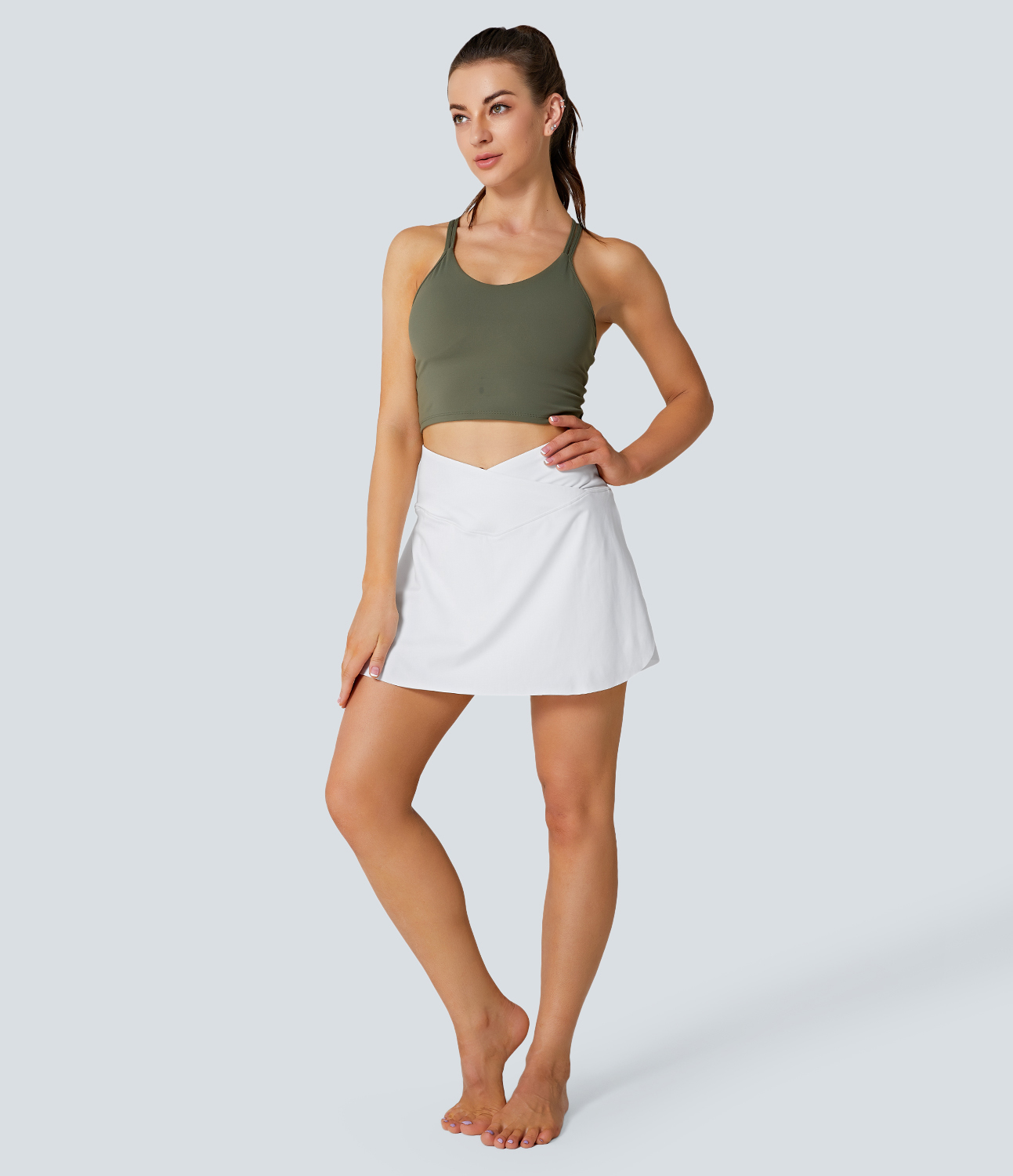 Halara Everyday Cloudfulв„ў Air Crossover 2-in-1 Side Pocket Tennis Skirt-Lucid  - White - S midi skirt a line skirt golfing skirt 