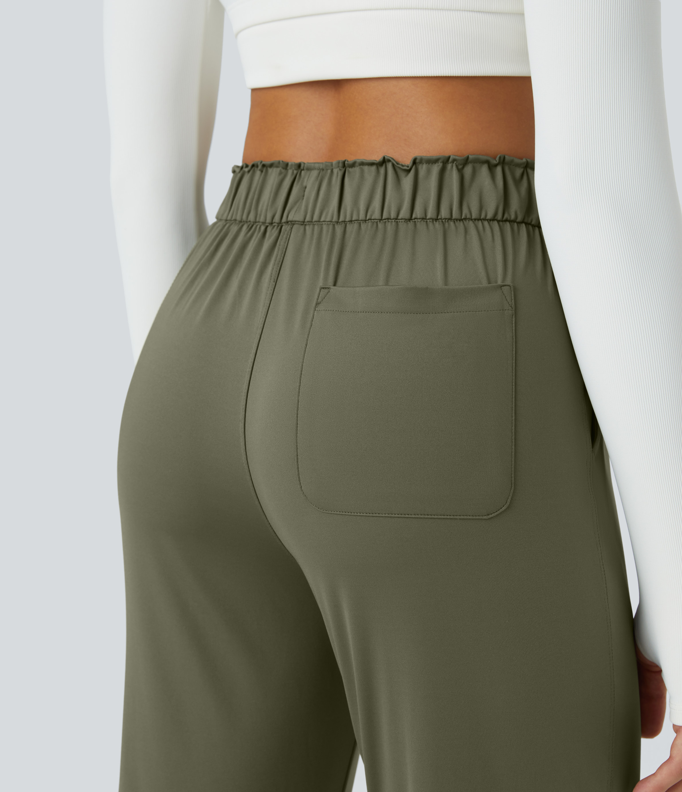 Halara Mid Rise Drawstring Side Pocket Yoga Joggers  - Frosty Pine Green - XL 
