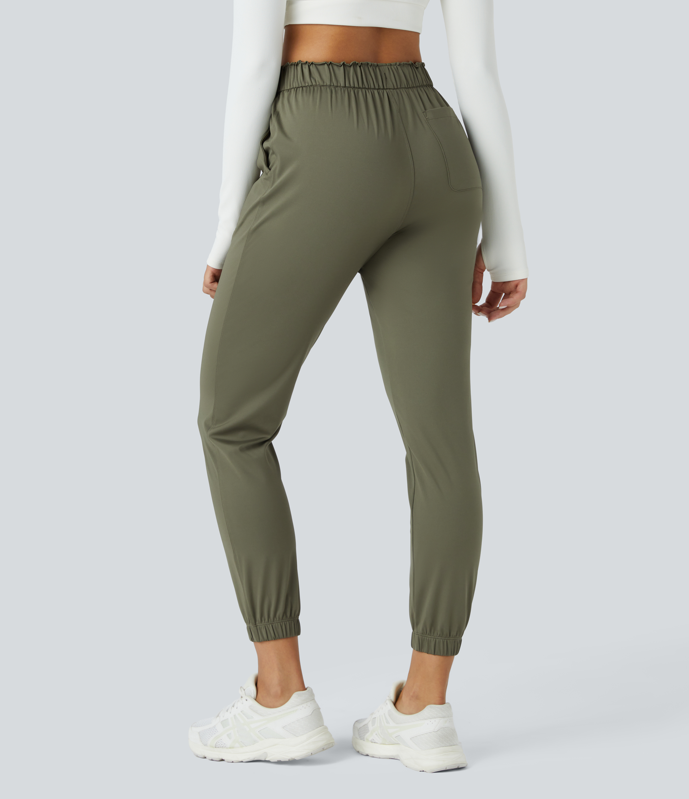 Halara Mid Rise Drawstring Side Pocket Yoga Joggers  - Frosty Pine Green - XL 