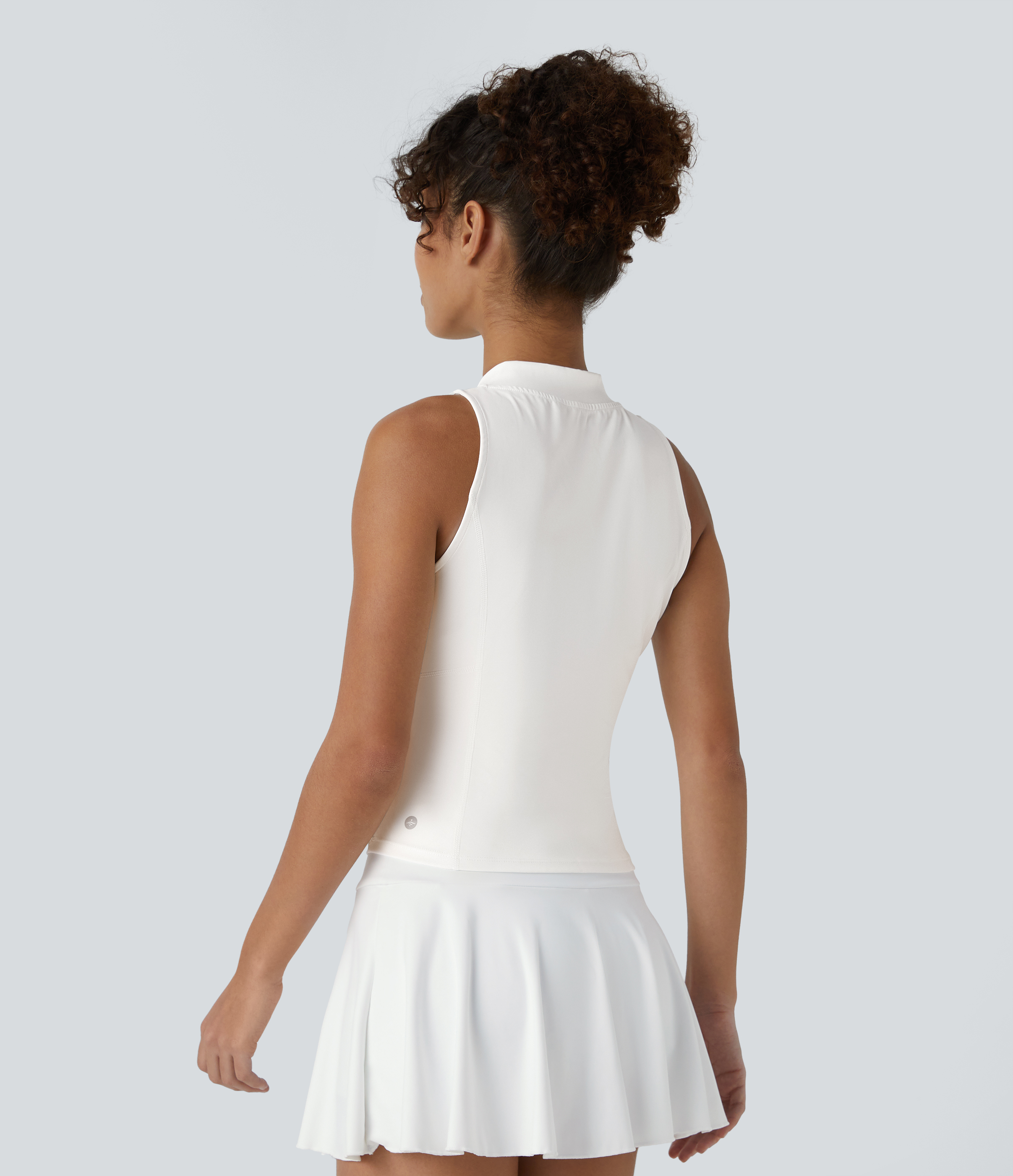 Halara Baseball Collar Half Zipper Slim Quick Dry Golf Tank Top Tank Top - White - M golf tops halter top tunic tops sleeveless tops 