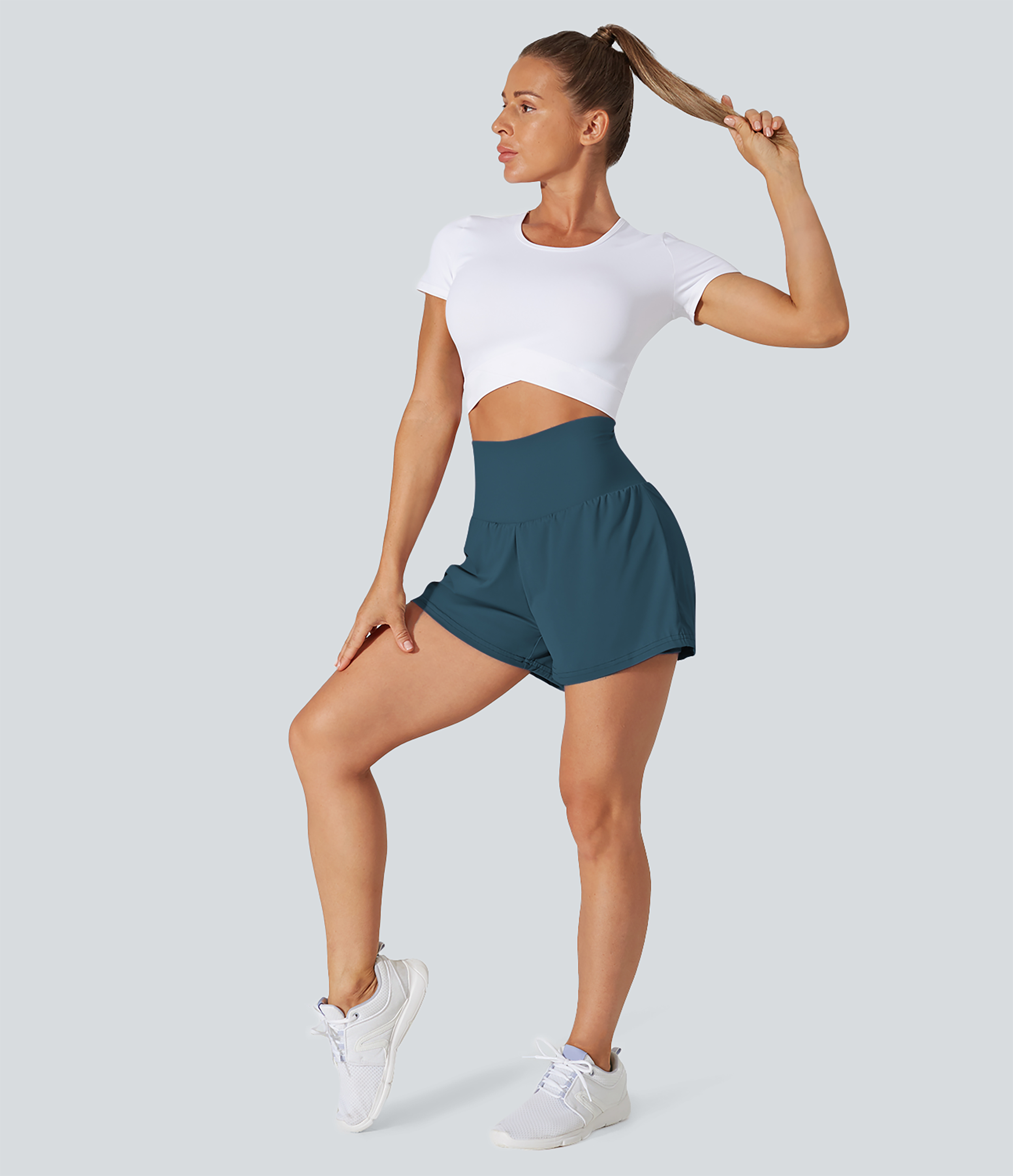 Halara Super High Waisted Back Pocket & Side Hidden Pocket 2-in-1 Yoga Shorts 2.5