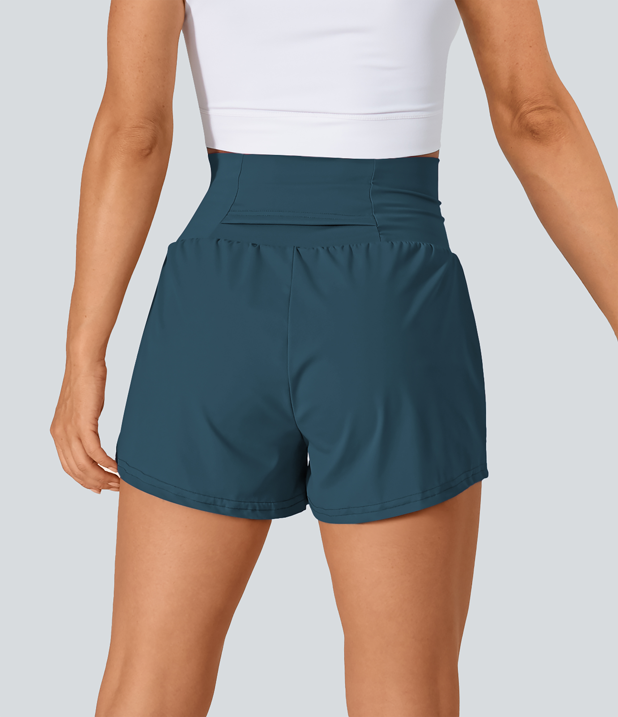 Halara Super High Waisted Back Pocket & Side Hidden Pocket 2-in-1 Yoga Shorts 2.5