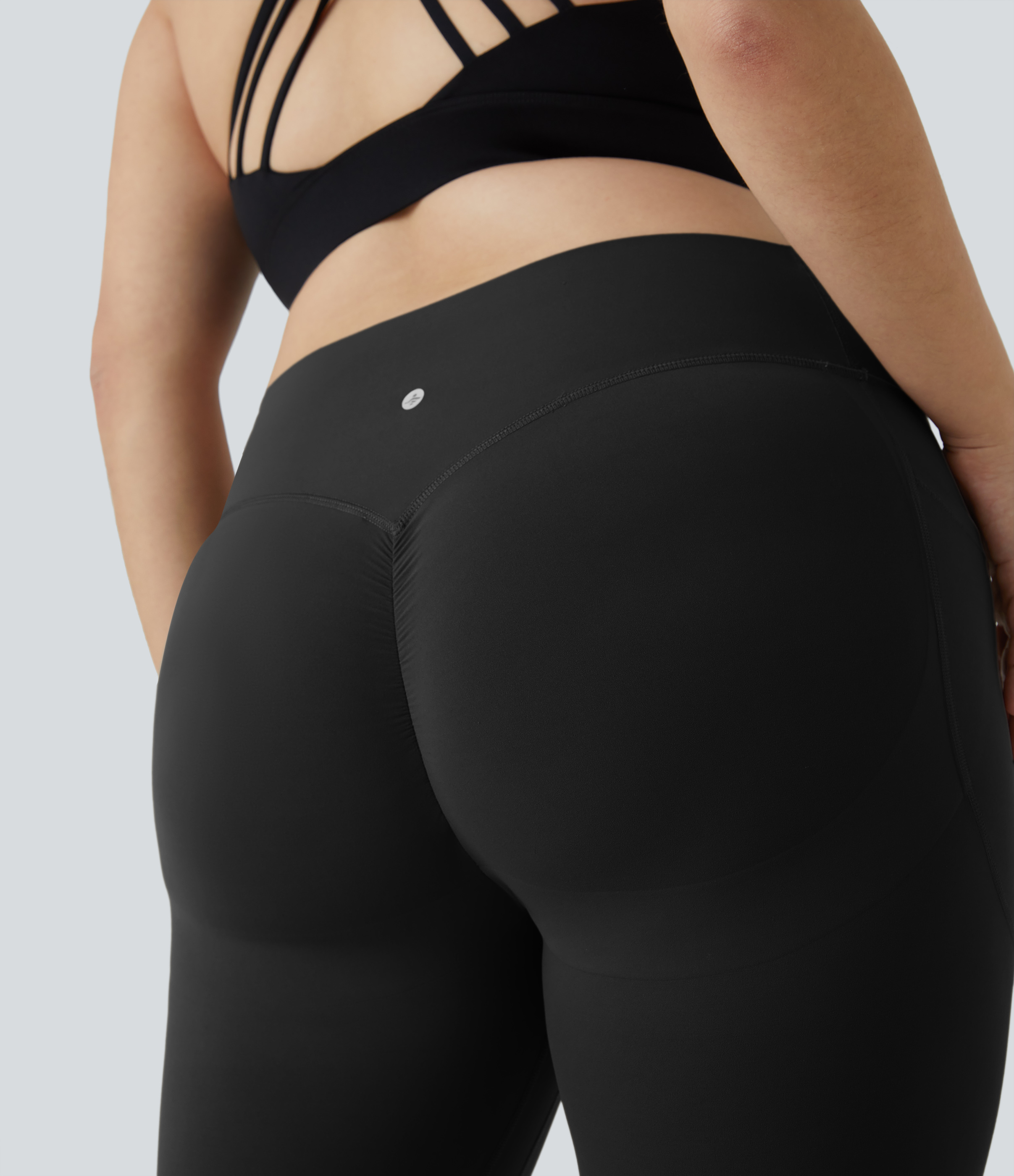 Halara SoCinched High Waisted Butt Lifting Tummy Control Side Pocket Shaping Training UltraSculpt Plus Size Leggings  - Black - 1X(7/8) 