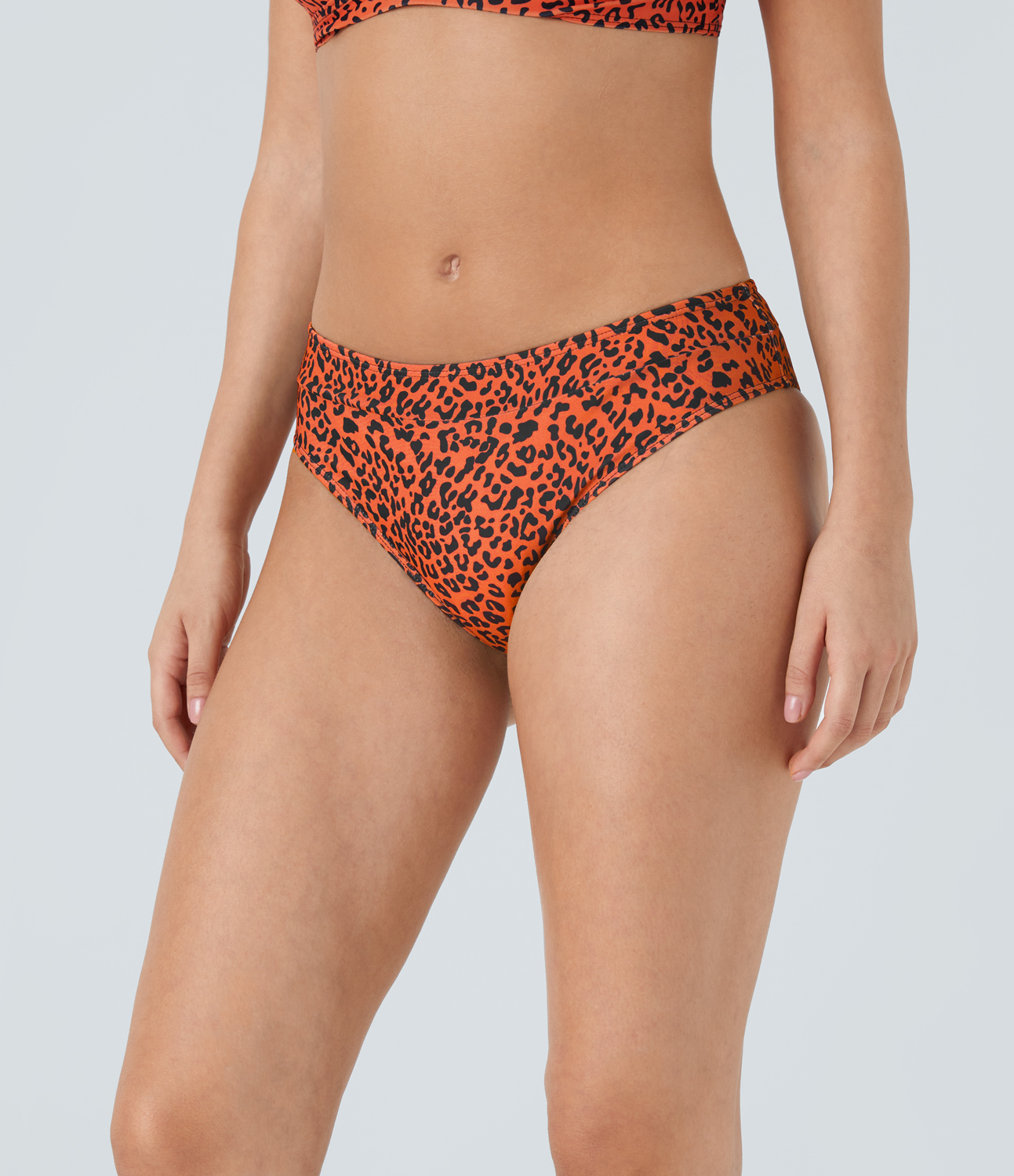 Halara Triangle Leopard Print Bikini Bottom  - Leopard Print Orange - L 