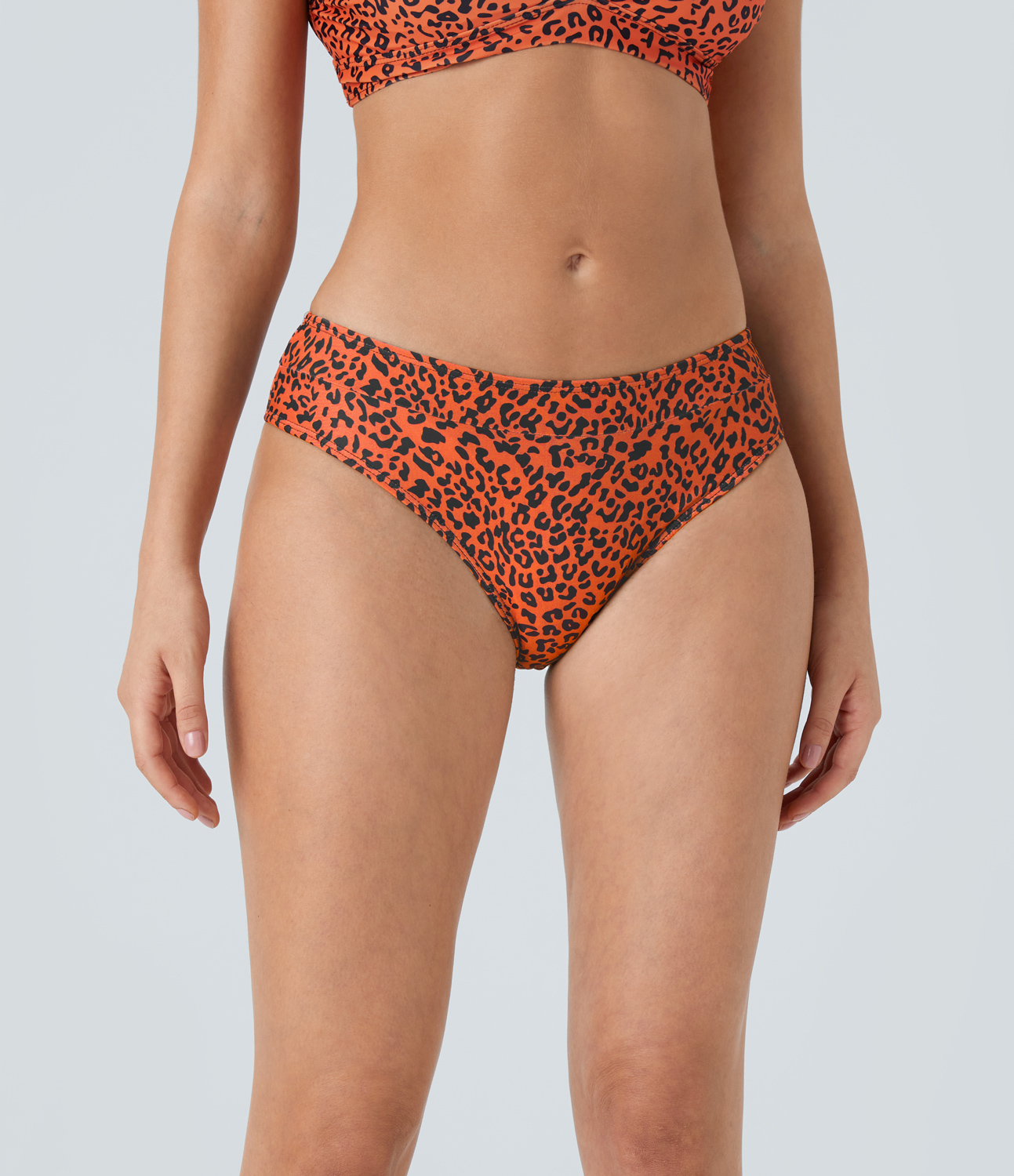 Halara Triangle Leopard Print Bikini Bottom  - Leopard Print Orange - L 