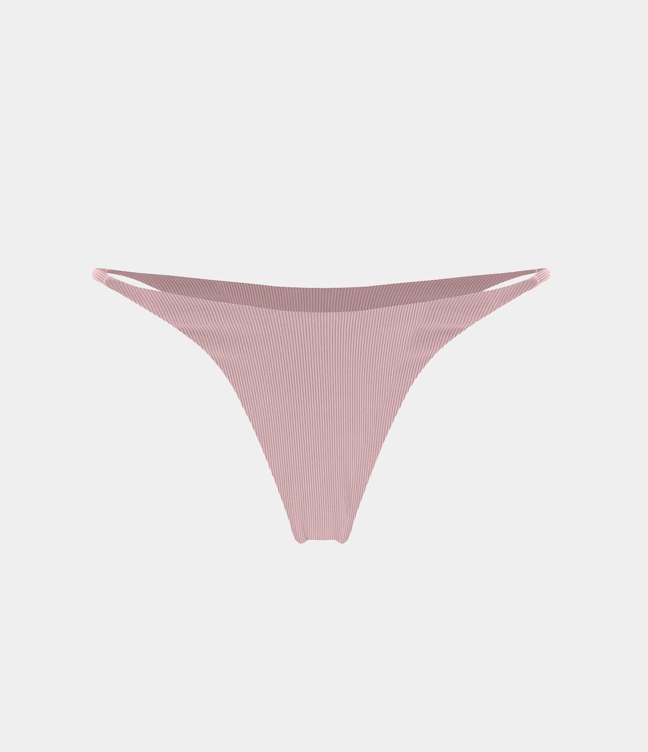 Halara Ribbed Knit Thong Bikini Bottom  - Bleached Mauve - L 