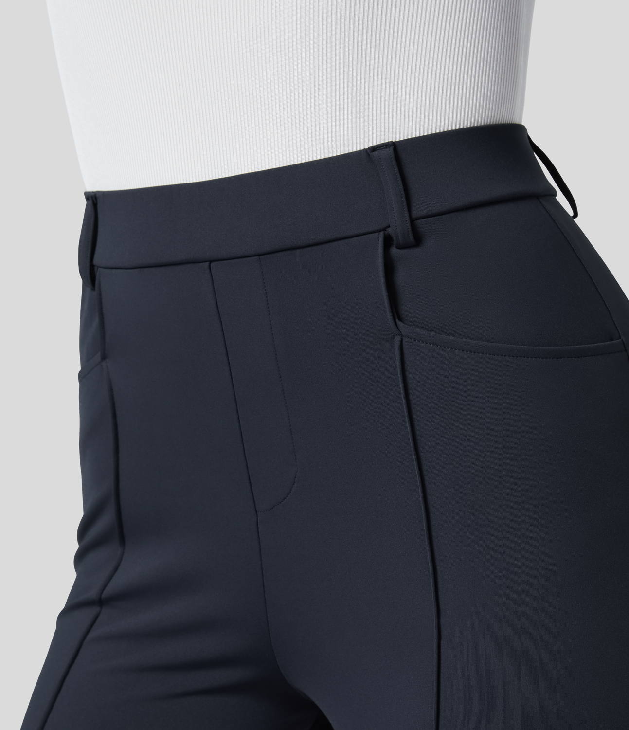 Halara Softlyzeroв„ў Eco High Waisted Side Pocket Slight Flare Work Pants  - Midnight Blue - S(regular) 