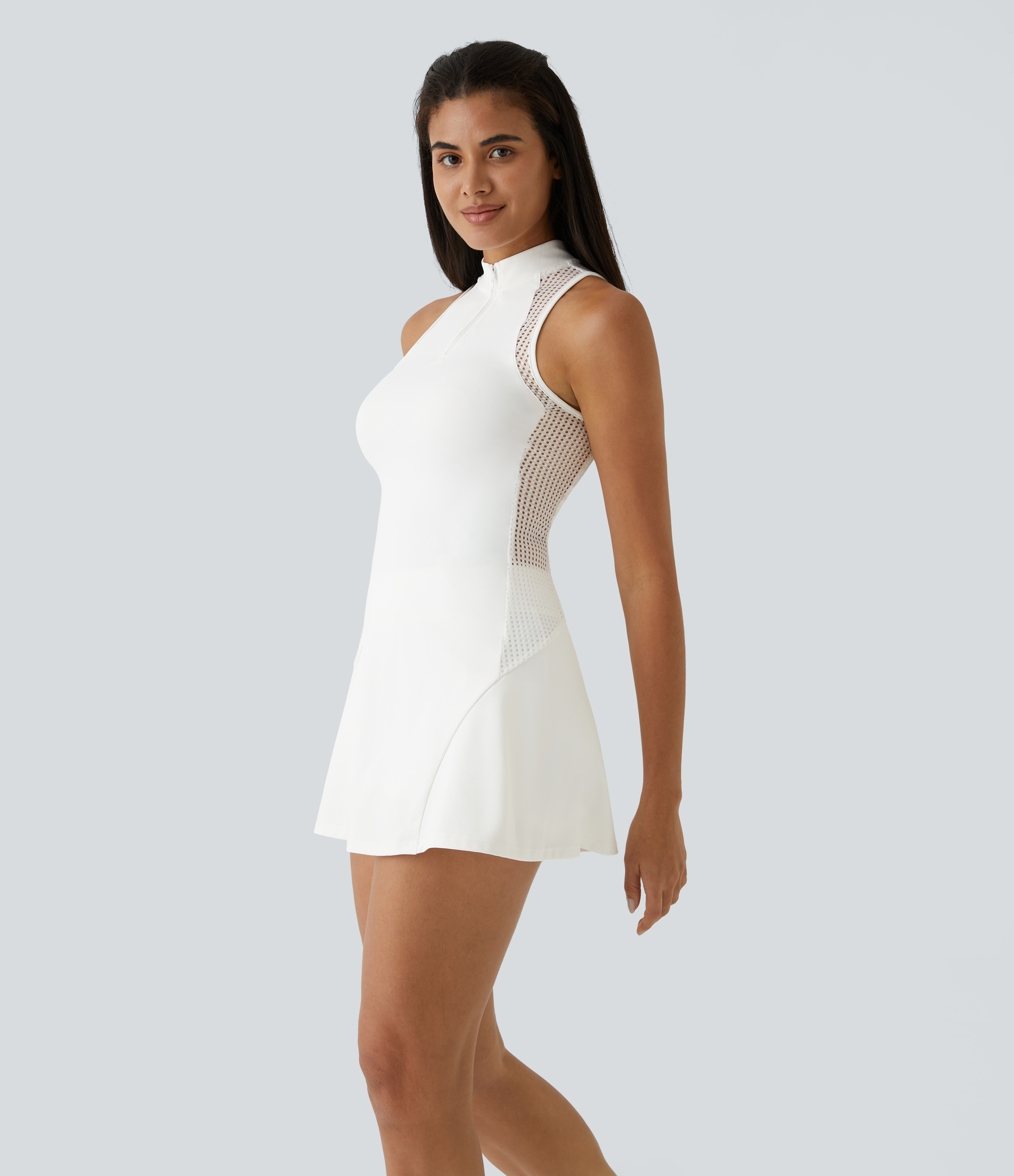  Vestido tenis bolsillo lateral media malla contrastante cremallera