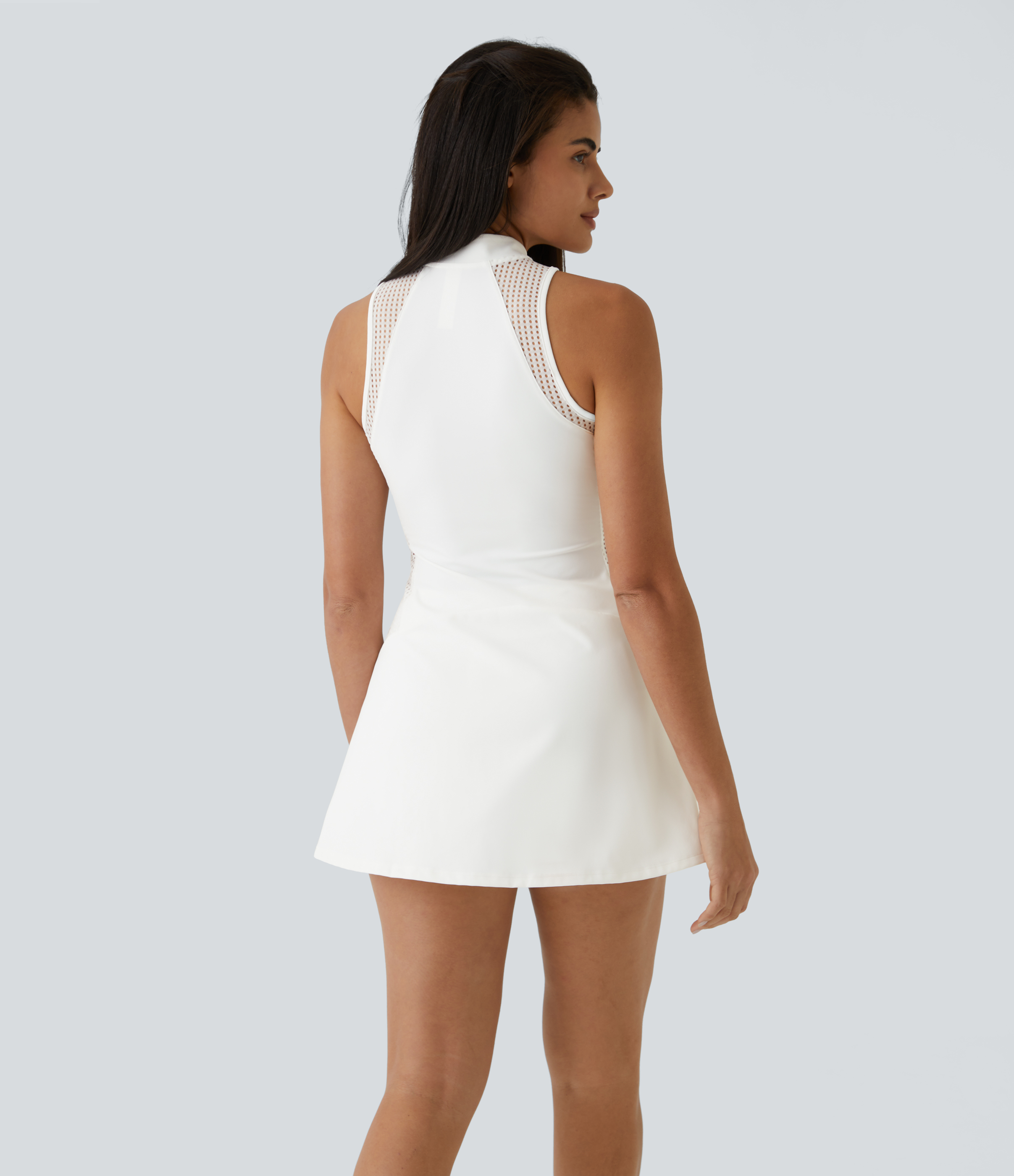 Blanc Robe de tennis active mini 2 pièces avec demi-zip et poche en mesh contrastée / 2
