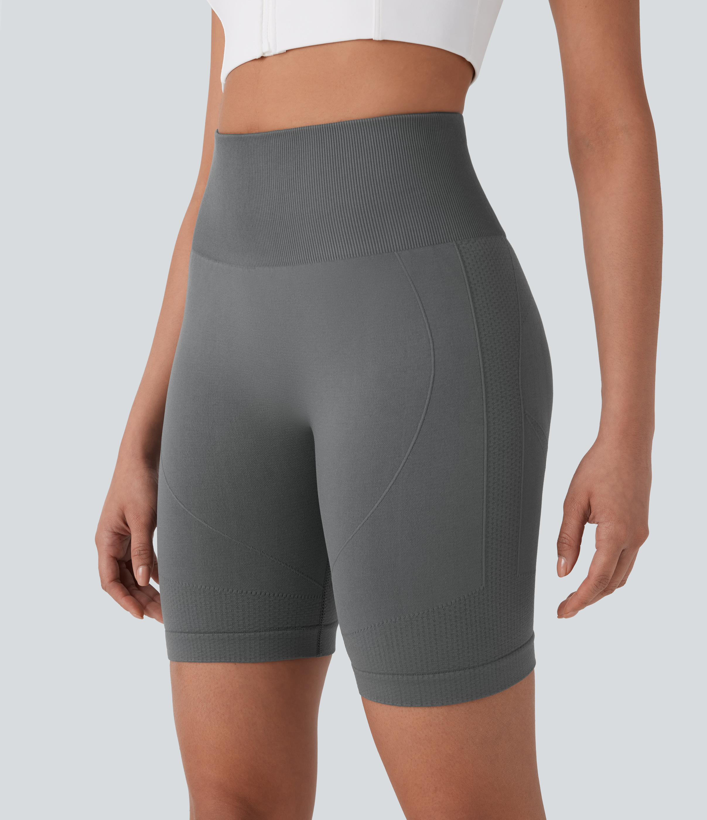 Halara Seamless Flow High Waisted Tummy Control Butt Lifting Yoga Biker Shorts 7``  - Eiffel Tower - XL biker shorts women black biker shorts 