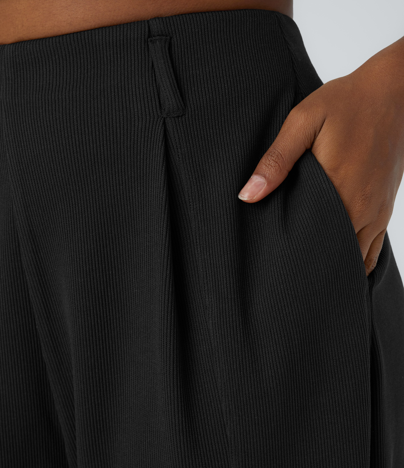 Halara Ribbed High Waisted Side Pocket Adjustable Buckle Hem Casual Joggers  - Black - XL(regular) 