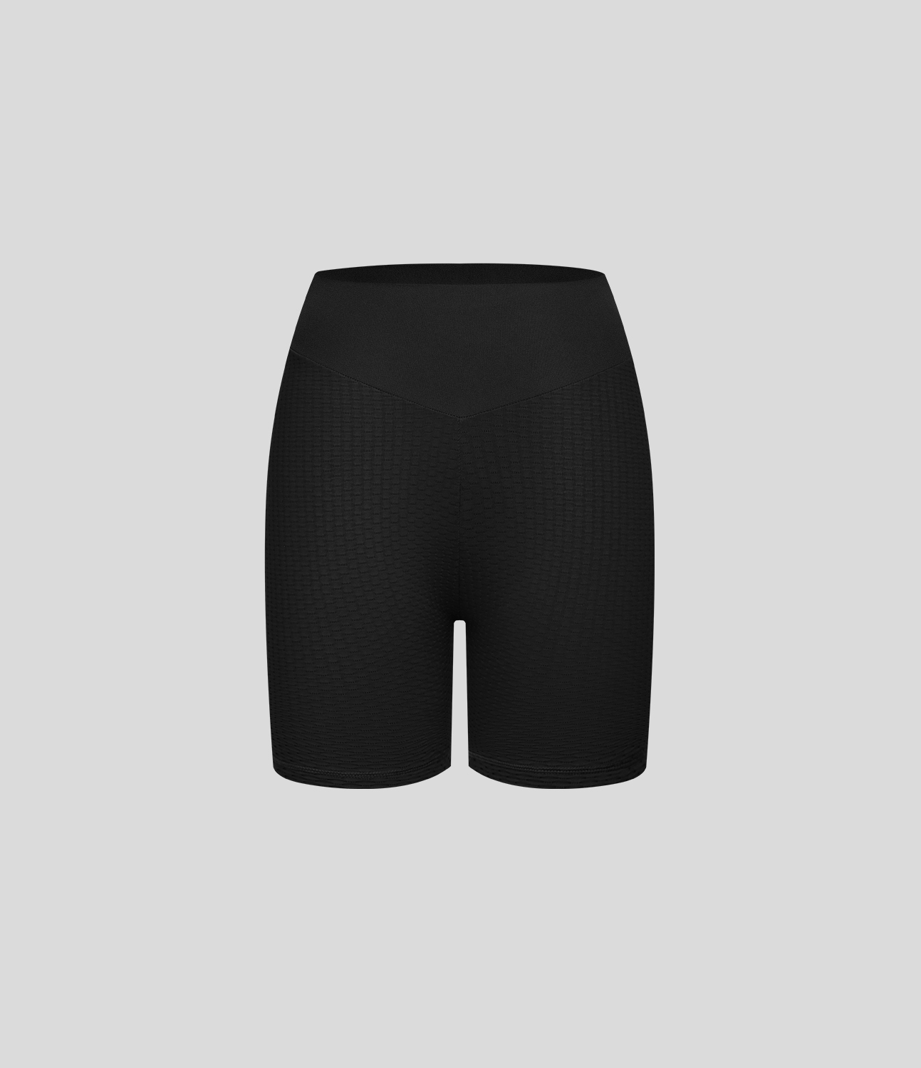 Halara Seamless Flow High Waisted V Shaped Waistband Ruched Jacquard Biker Shorts  - Black - L biker shorts women black biker shorts 