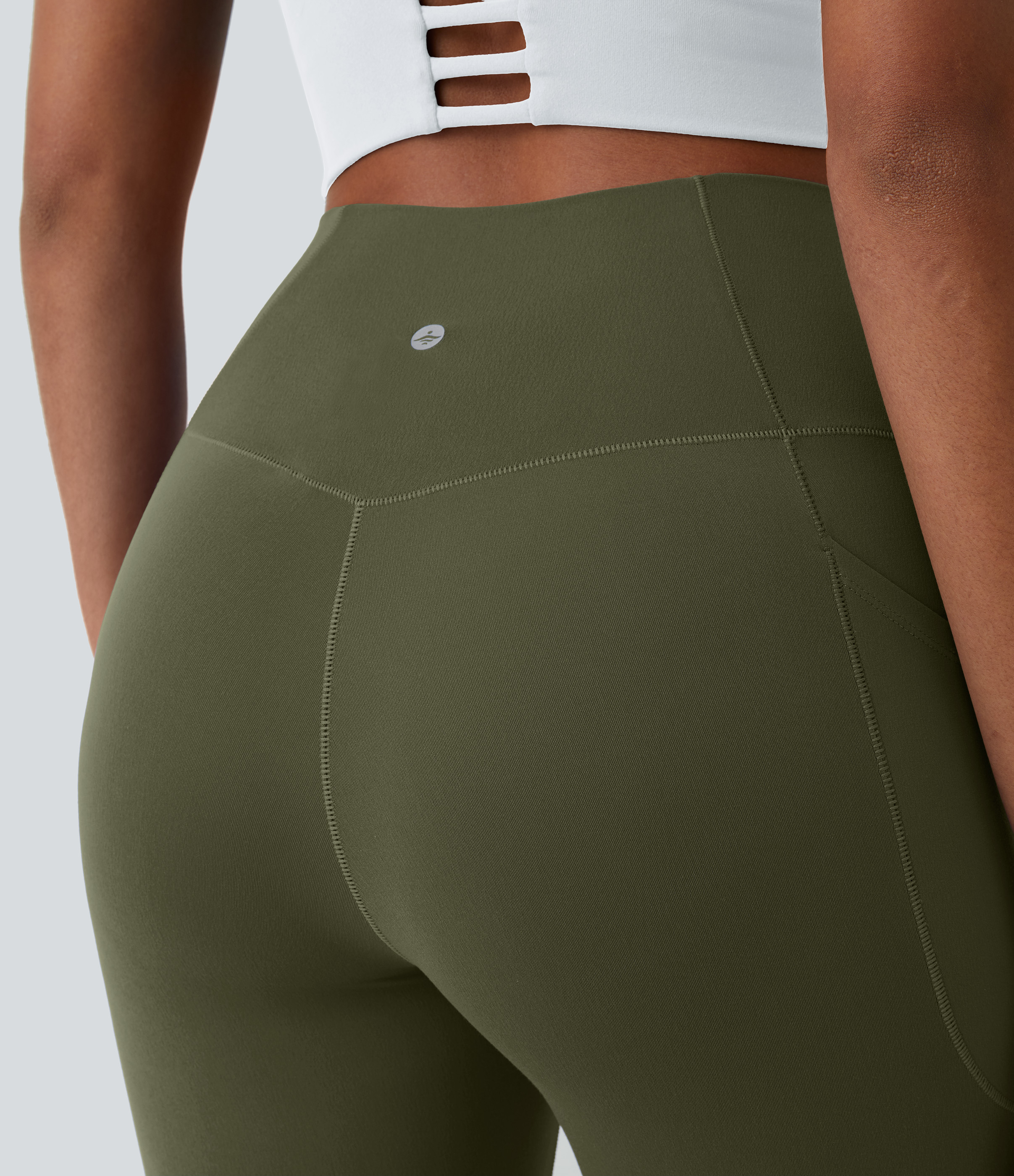 Halara Softlyzeroв„ў Crossover Pocket Plain Leggings-UPF50+  - Grass Grey Green - XL(full_length) gym leggings leggings with pockets 