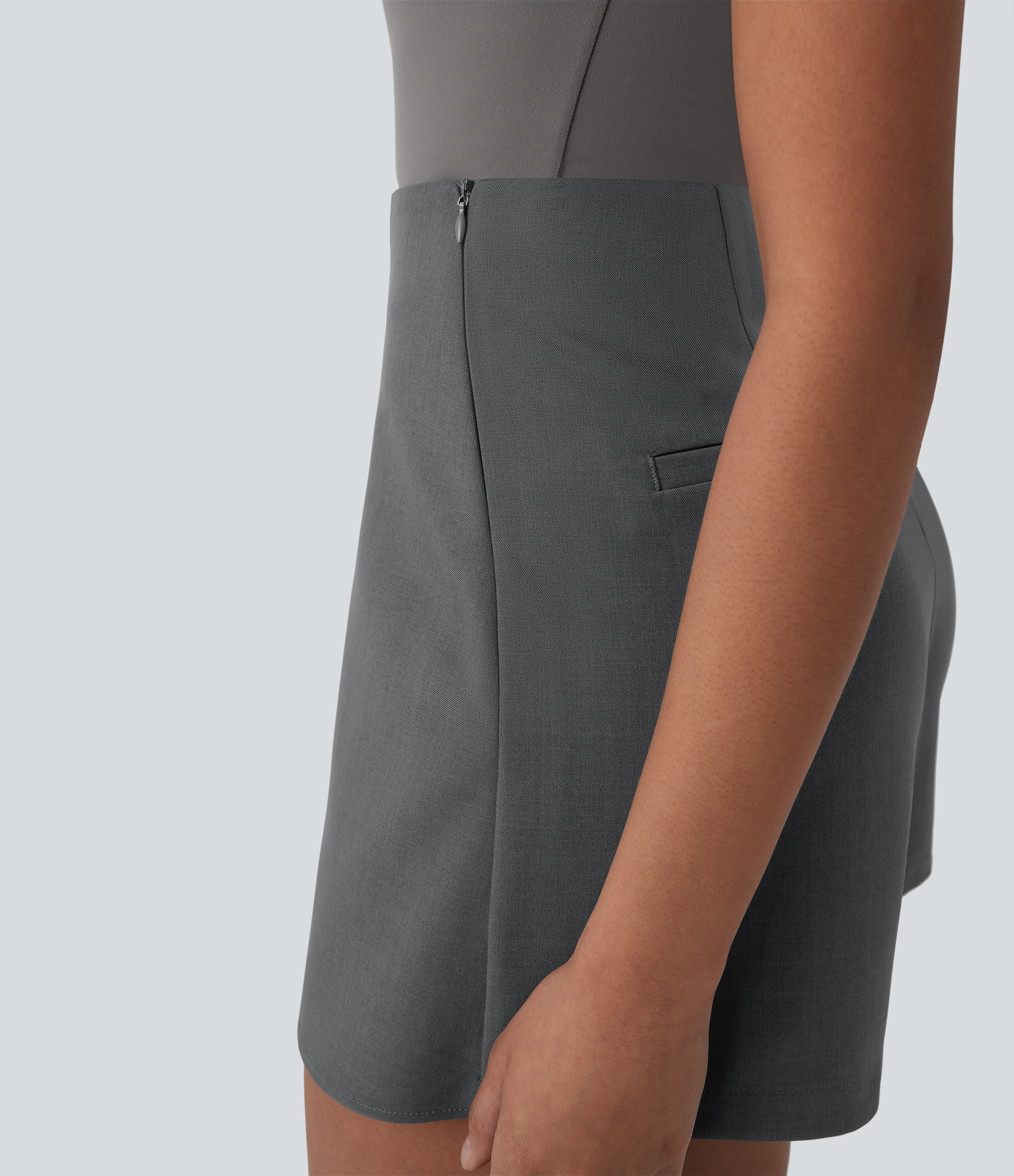 Halara High Waisted Invisible Zipper Work Skort  - Pewter - S(regular) 
