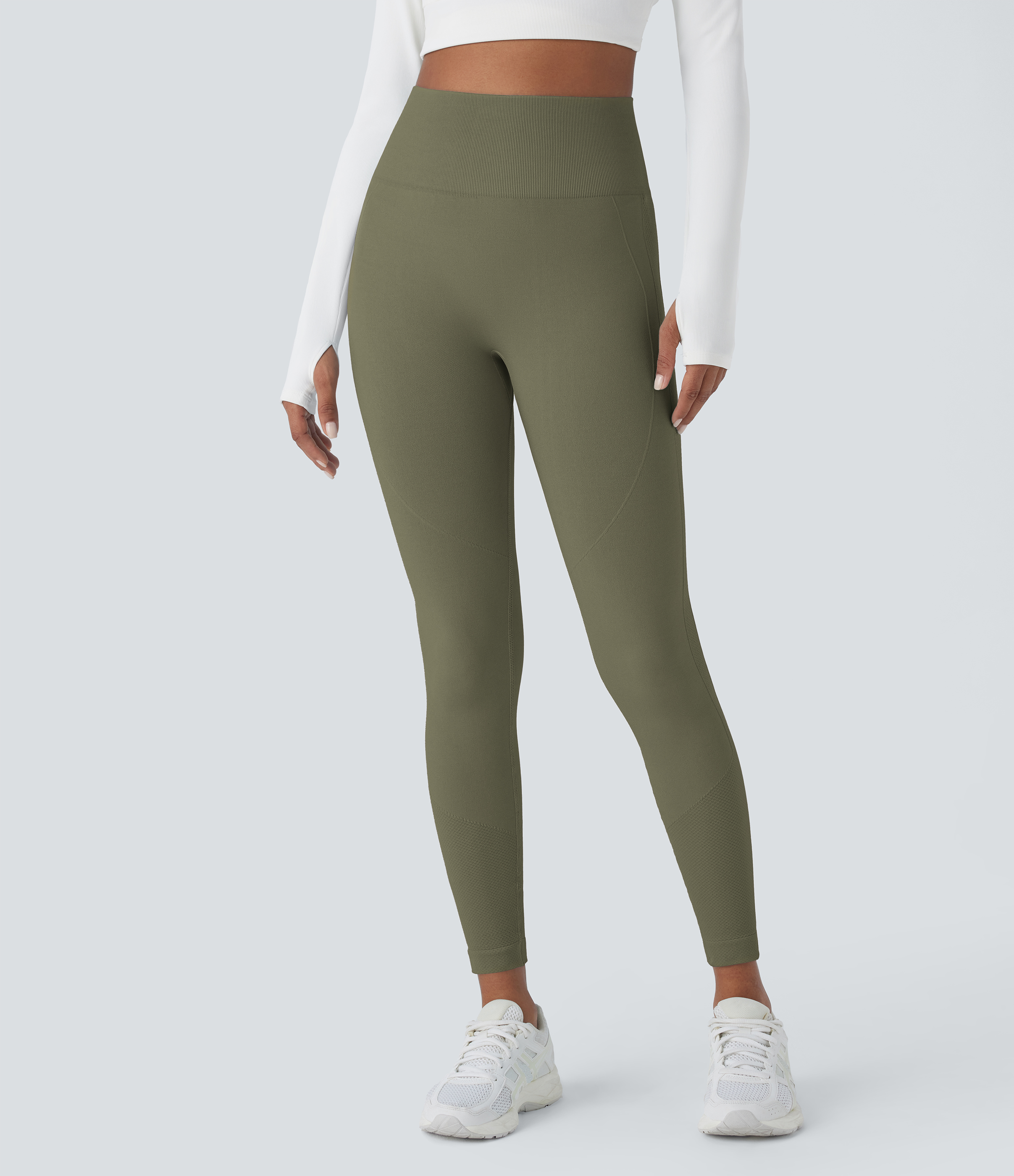 Halara Seamless Flow High Waisted Tummy Control Butt Lifting 7/8 Yoga Leggings  - Deep Woodland Green - S(7/8) gym leggings 