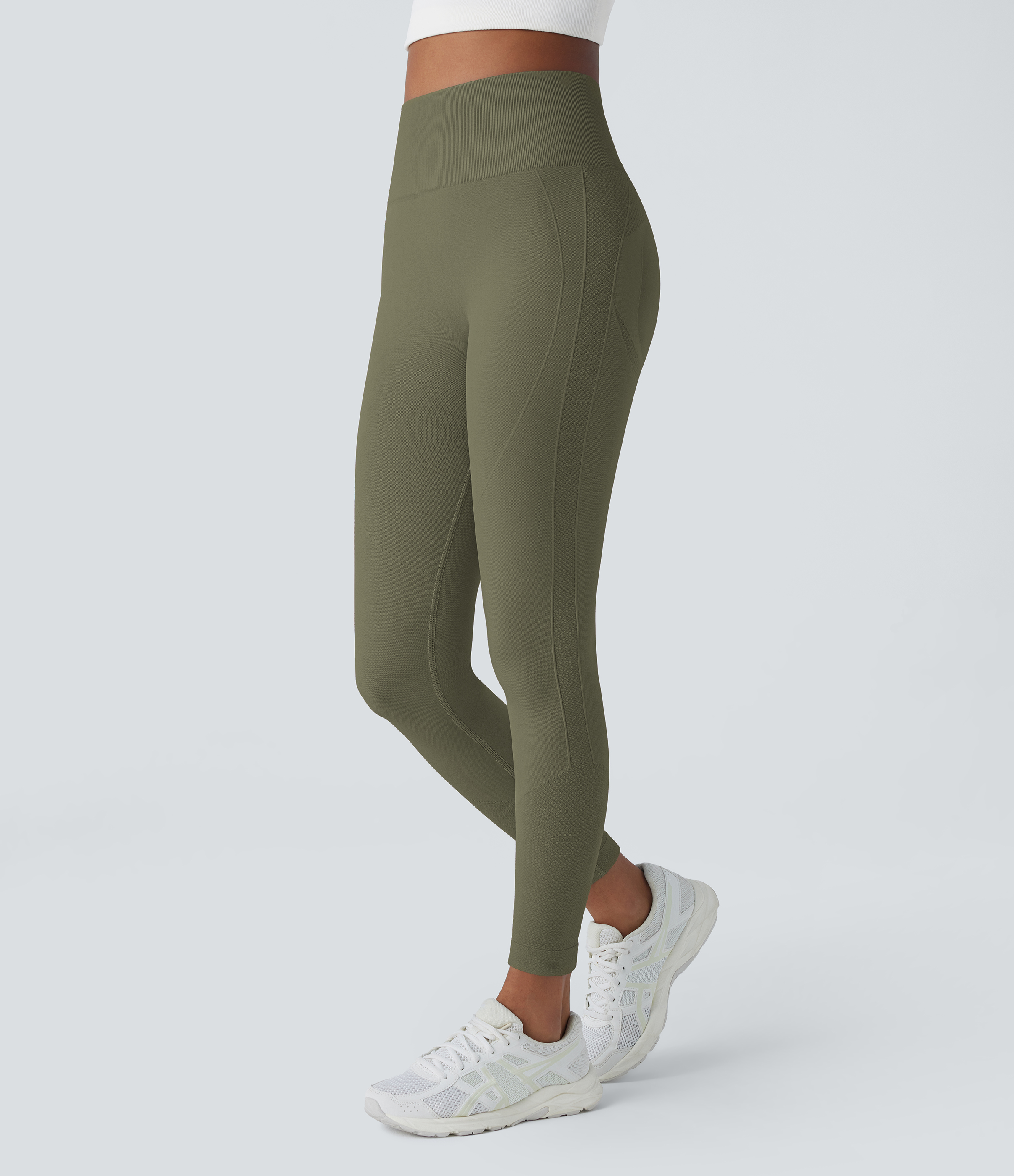 Halara Seamless Flow High Waisted Tummy Control Butt Lifting 7/8 Yoga Leggings  - Deep Woodland Green - S(7/8) gym leggings 
