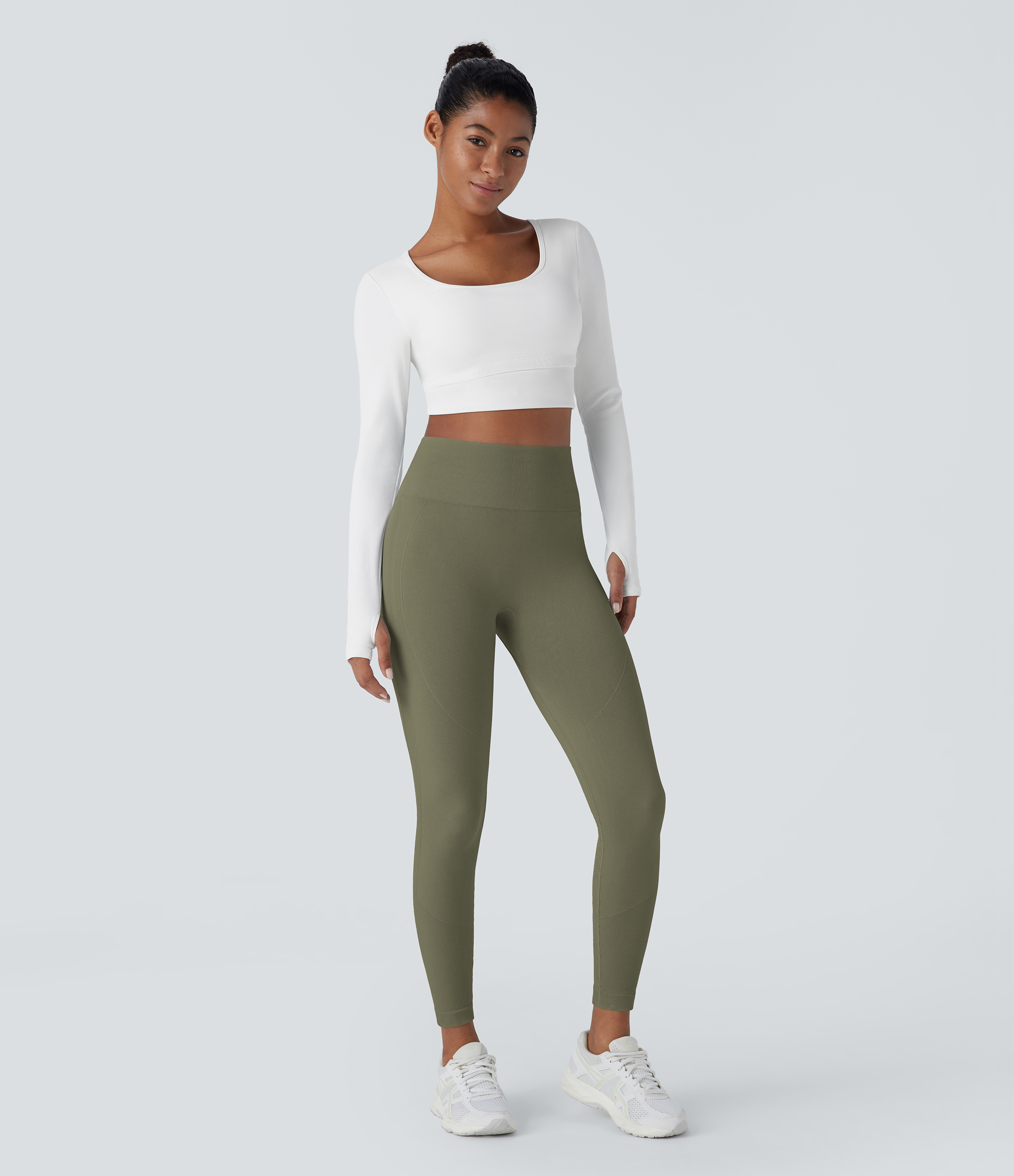 Halara Seamless Flow High Waisted Tummy Control Butt Lifting 7/8 Yoga Leggings  - Deep Woodland Green - S(7/8) gym leggings 