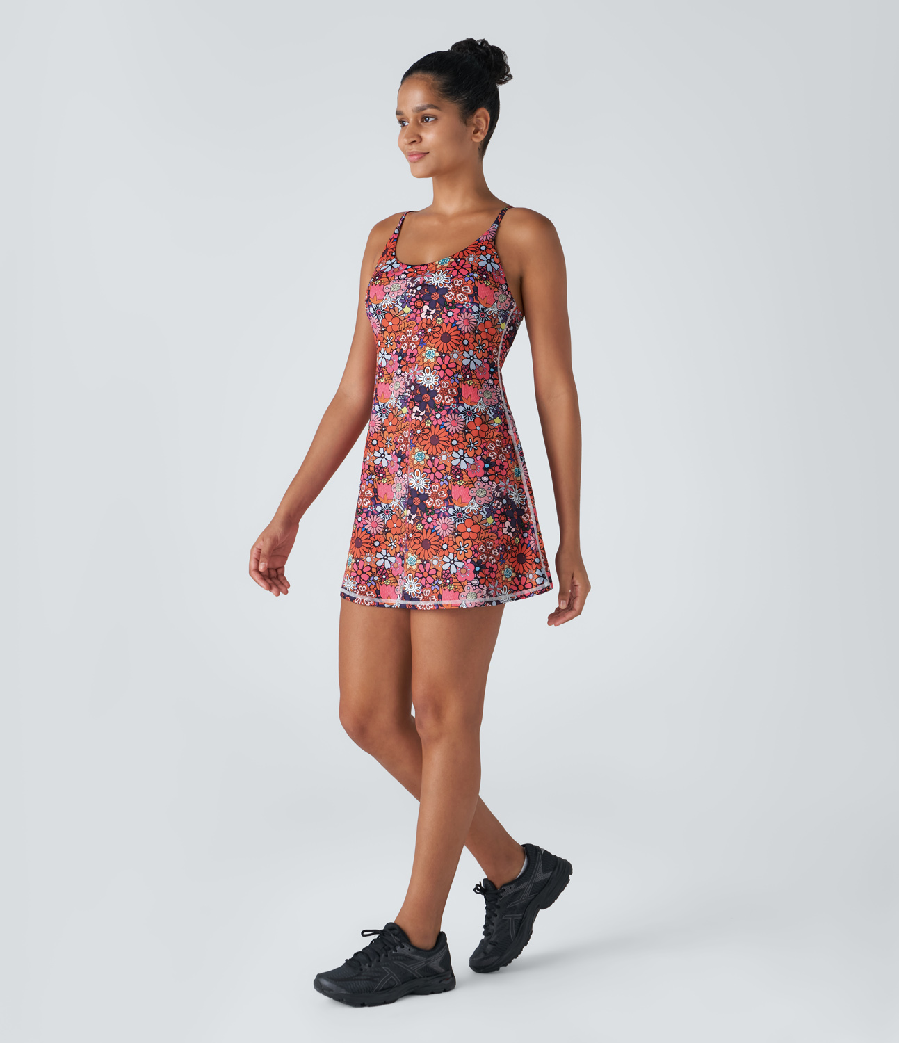 

Halara Backless Floral Print Pickleball Active Dress-Easy Peezy Edition Workout Dress - Sunflower Print